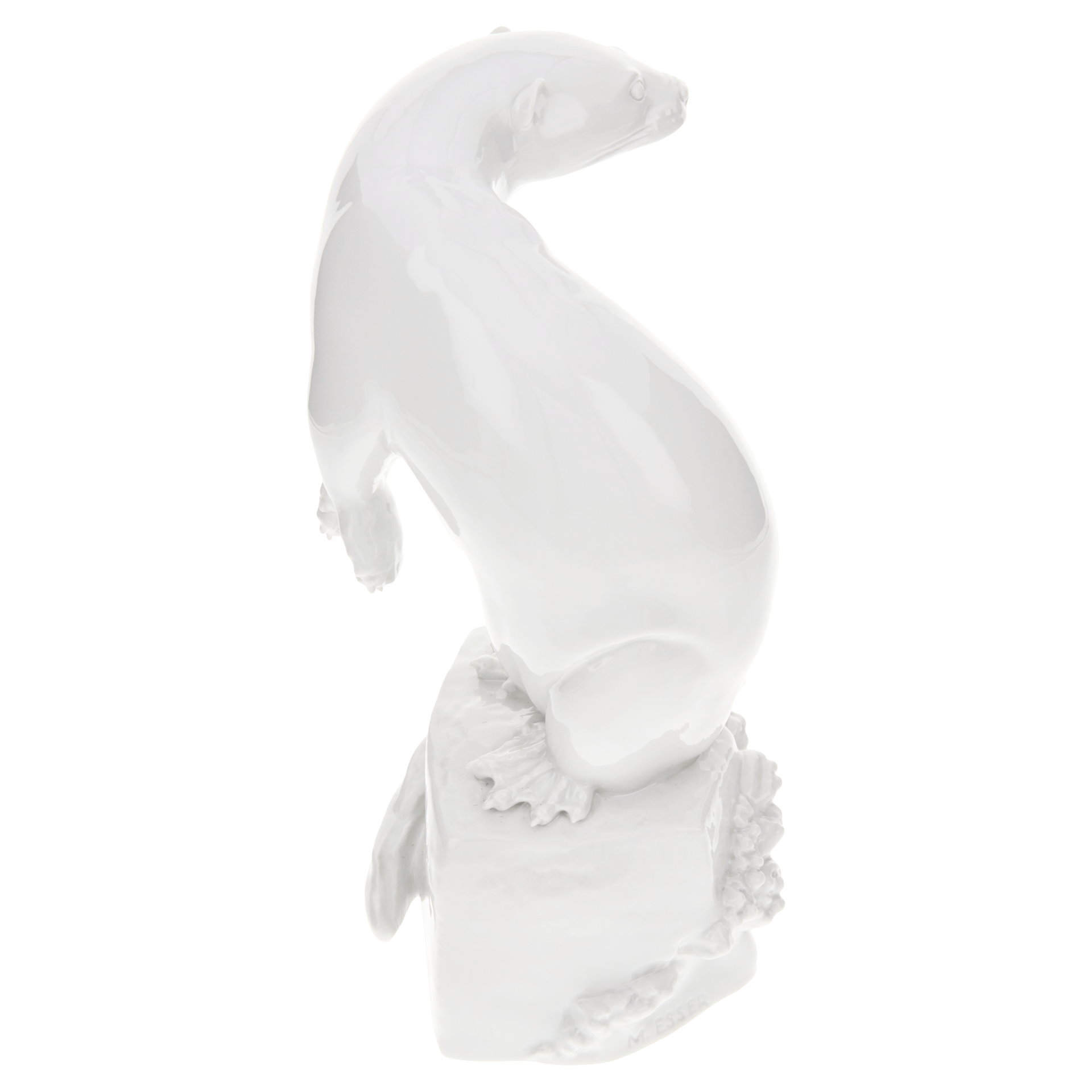 Fischotter, Weiß, H 24,5 cm | Meissen Einzelplastik 000001 - 78713 - Meissen Weimar