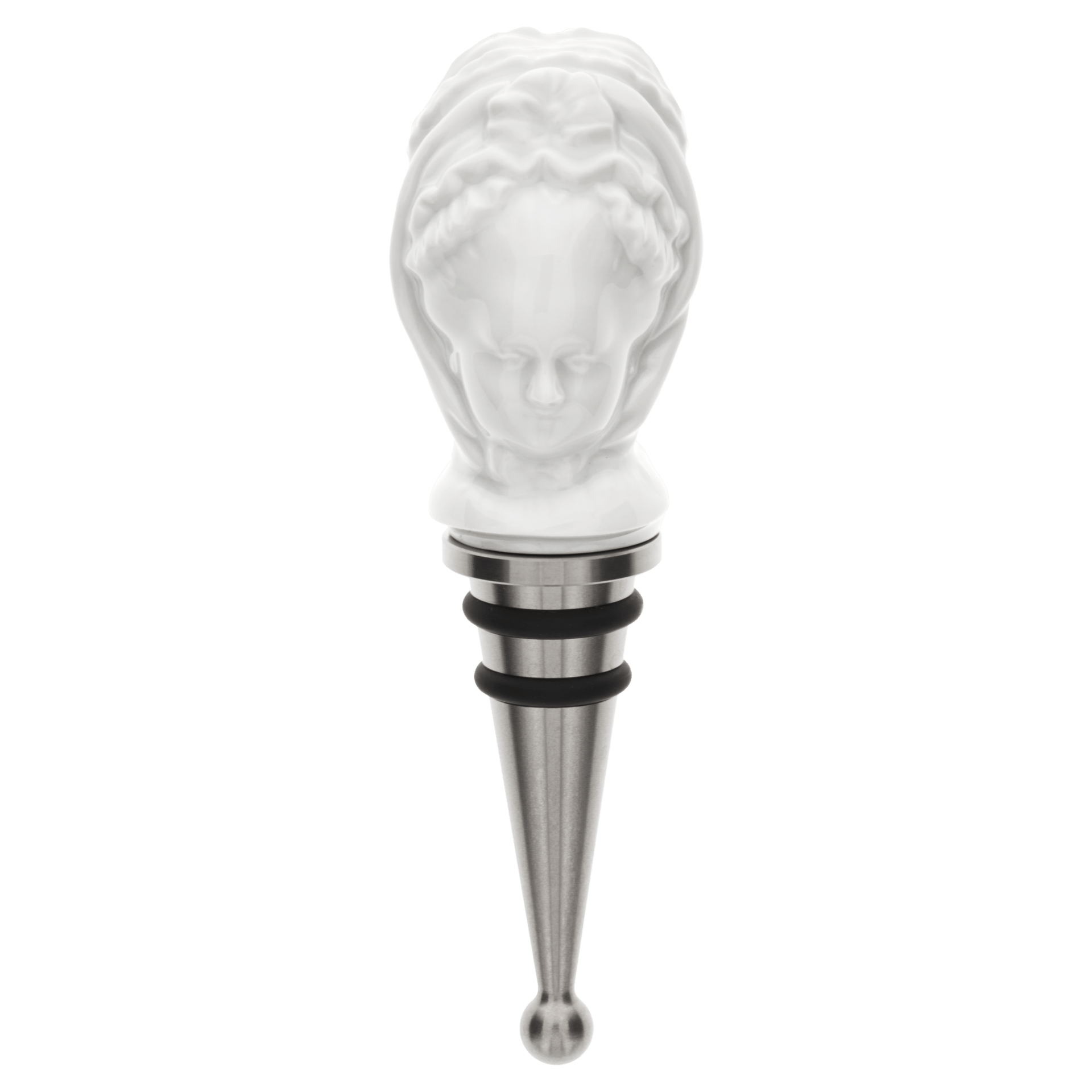 Flaschenverschluss, Dame mit Rüschenhaube, Weiß, H 11,5 cm | Meissen Bottle Tops 000001 - 83M32 - Meissen Weimar