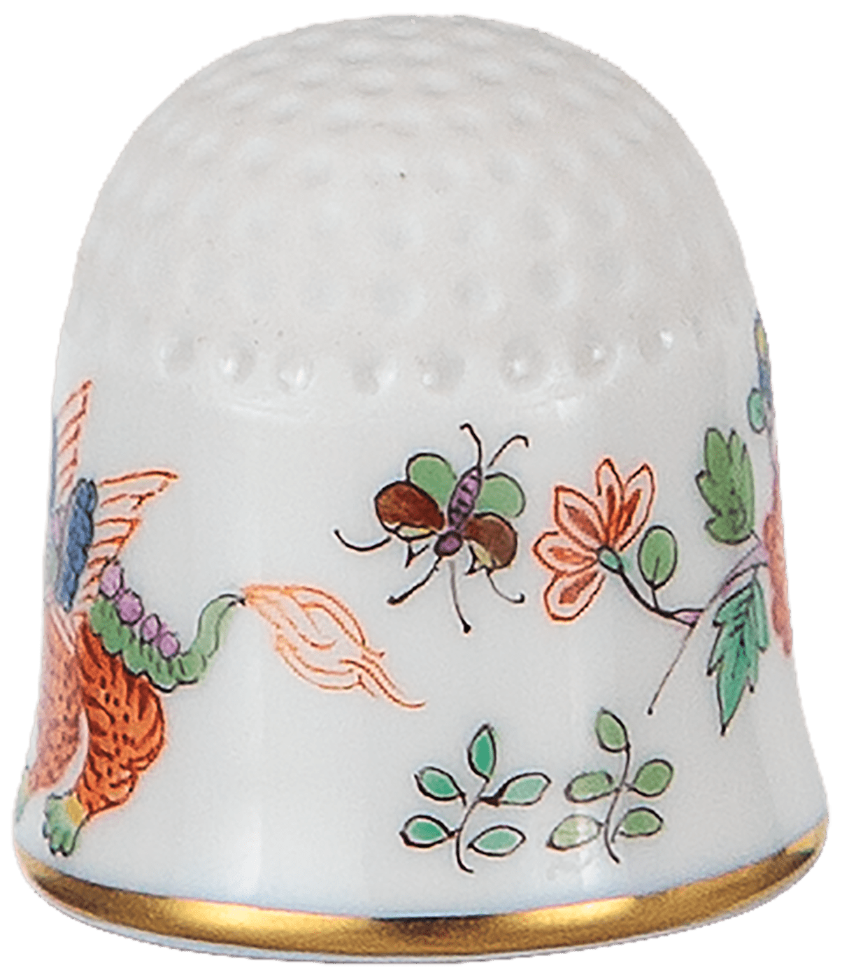 Fliegender Hund, bunt mit Kupferfarben, Goldrand, 2,5 cm 404110 - 53766 - Meissen Weimar