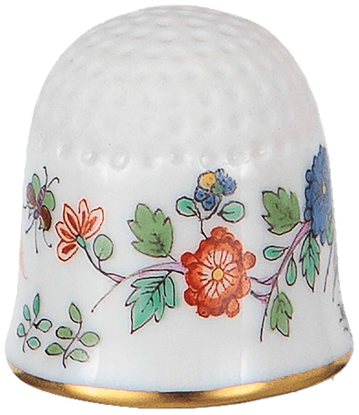 Fliegender Hund, bunt mit Kupferfarben, Goldrand, 2,5 cm 404110 - 53766 - Meissen Weimar