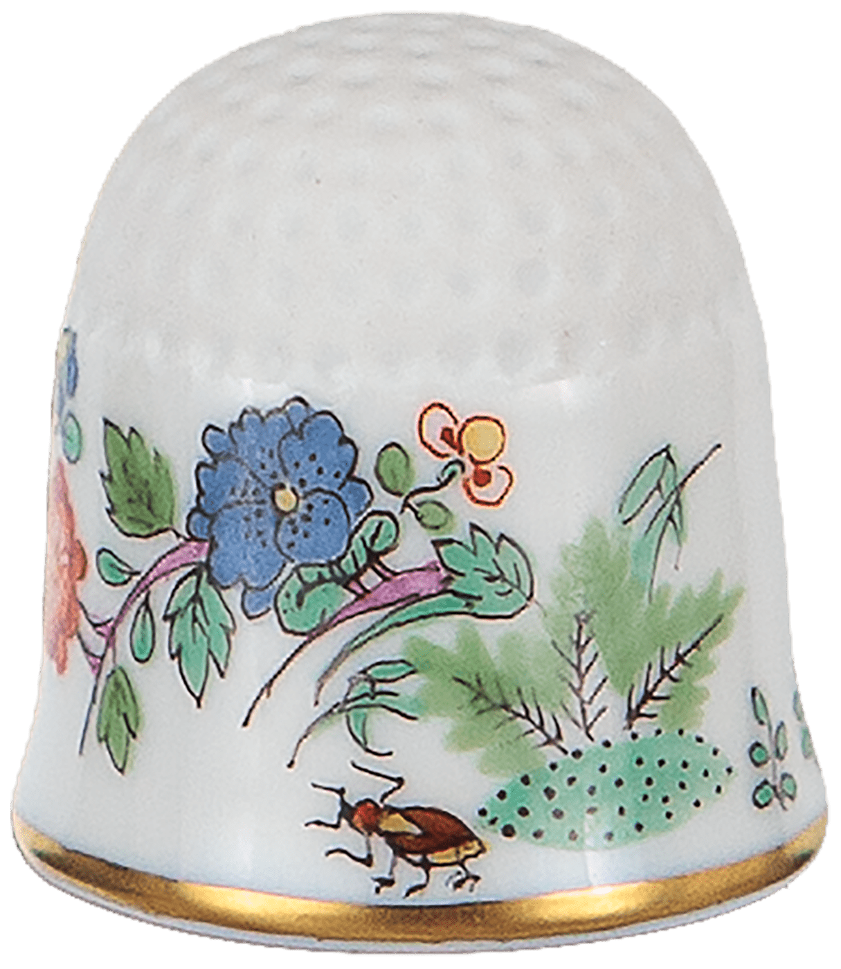 Fliegender Hund, bunt mit Kupferfarben, Goldrand, 2,5 cm 404110 - 53766 - Meissen Weimar