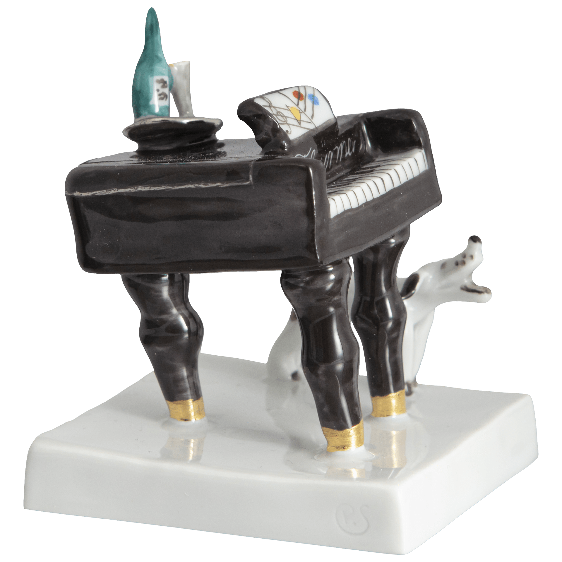Flügel zu Pianist, Platin staffiert, reich, 6,5 cm | Meissen Miniaturfiguren - Edition 901300 - 60664 - Meissen Weimar