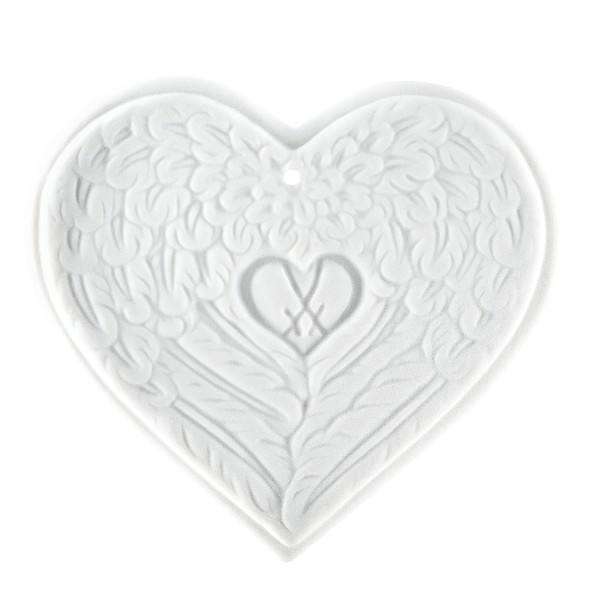 Flügelherz, groß, Medaillen, weiß, H 6 cm | Meissen Zweigschmuck Weihnachtskollektion 000003-98F11 - Meissen Weimar