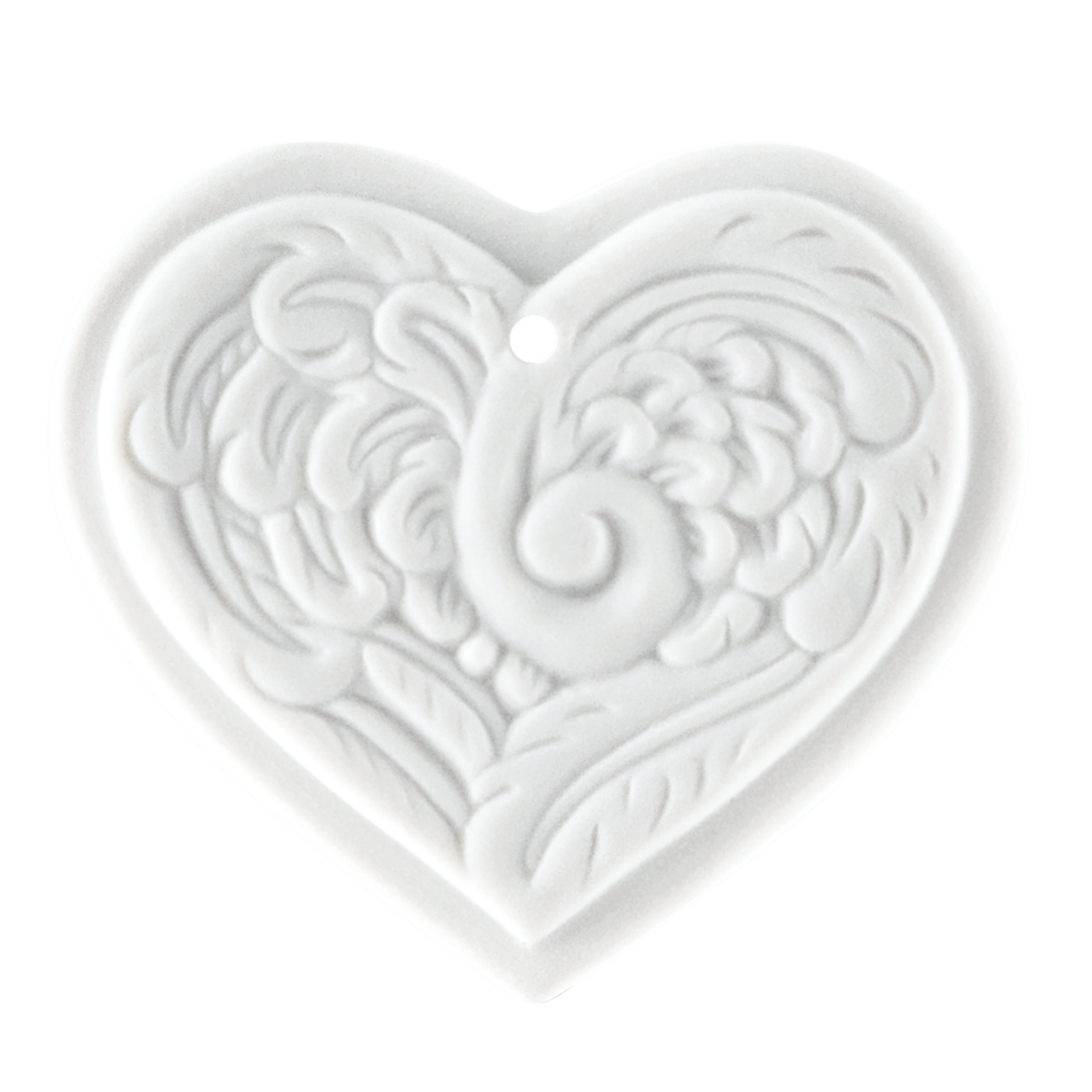 Flügelherz, klein, Medaillen, weiß, H 3,7 cm | Meissen Zweigschmuck Weihnachtskollektion 000003-98F09 - Meissen Weimar