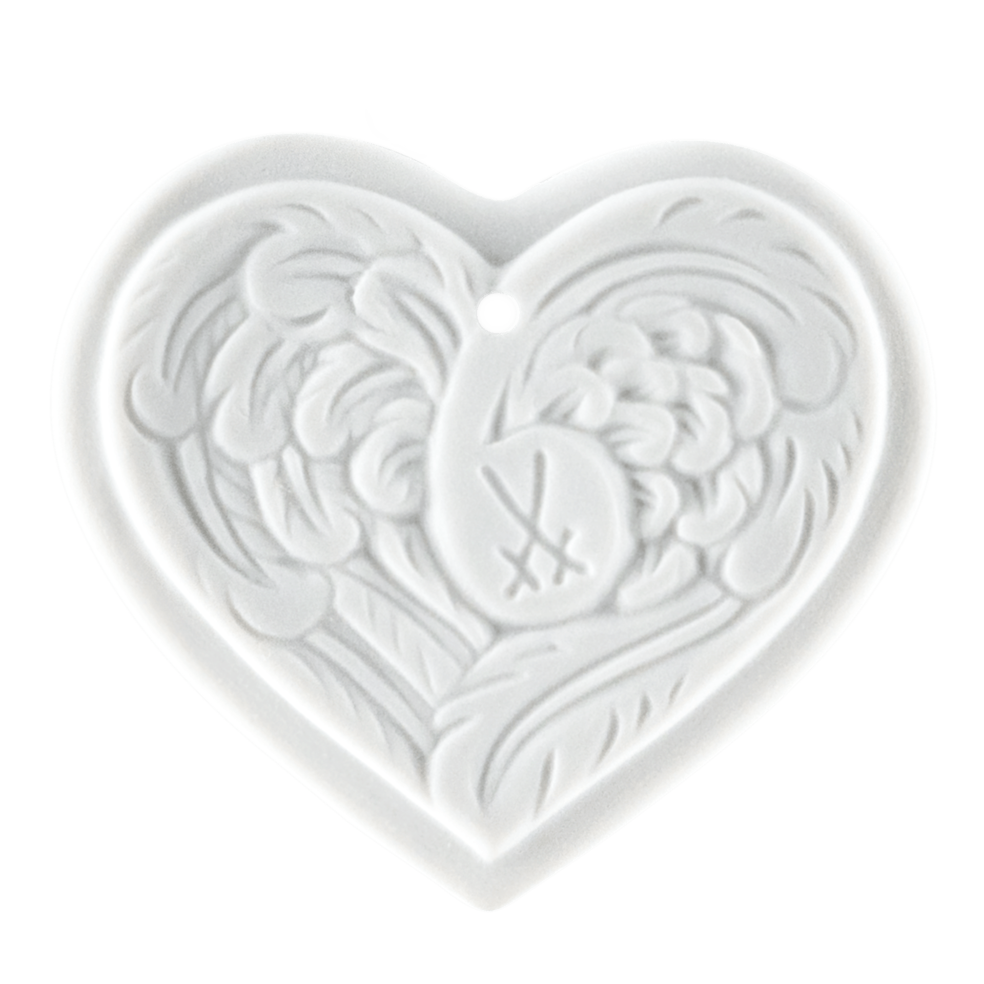 Flügelherz, klein, Medaillen, weiß, H 3,7 cm | Meissen Zweigschmuck Weihnachtskollektion 000003-98F09 - Meissen Weimar
