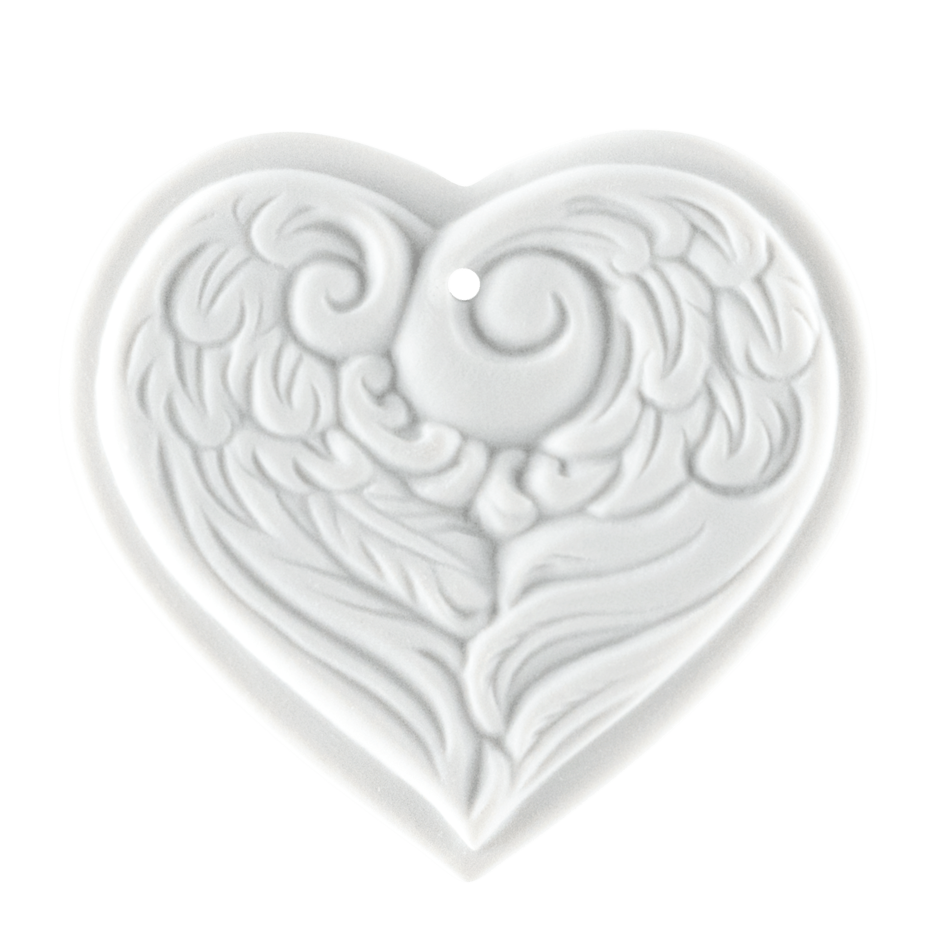 Flügelherz, mittel, Medaillen, weiß, H 4,4 cm | Meissen Zweigschmuck Weihnachtskollektion 000003-98F10 - Meissen Weimar