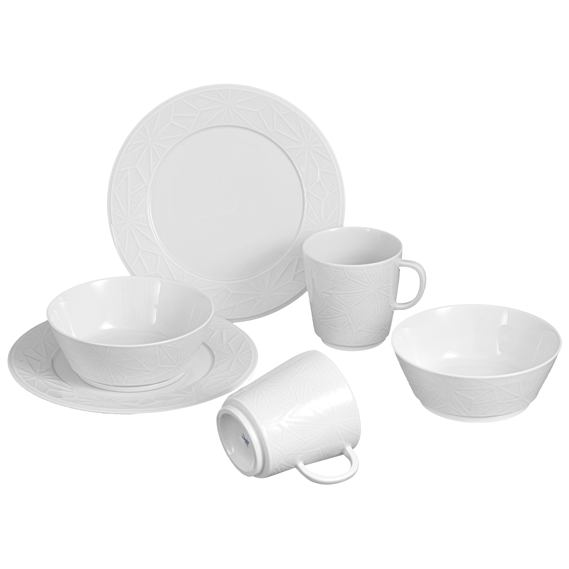 Frühstücks - Set Weiß Ø 22 cm, 6 - teilig | Meissen Vitruv Graphic 000001 - c4510 - Meissen Weimar
