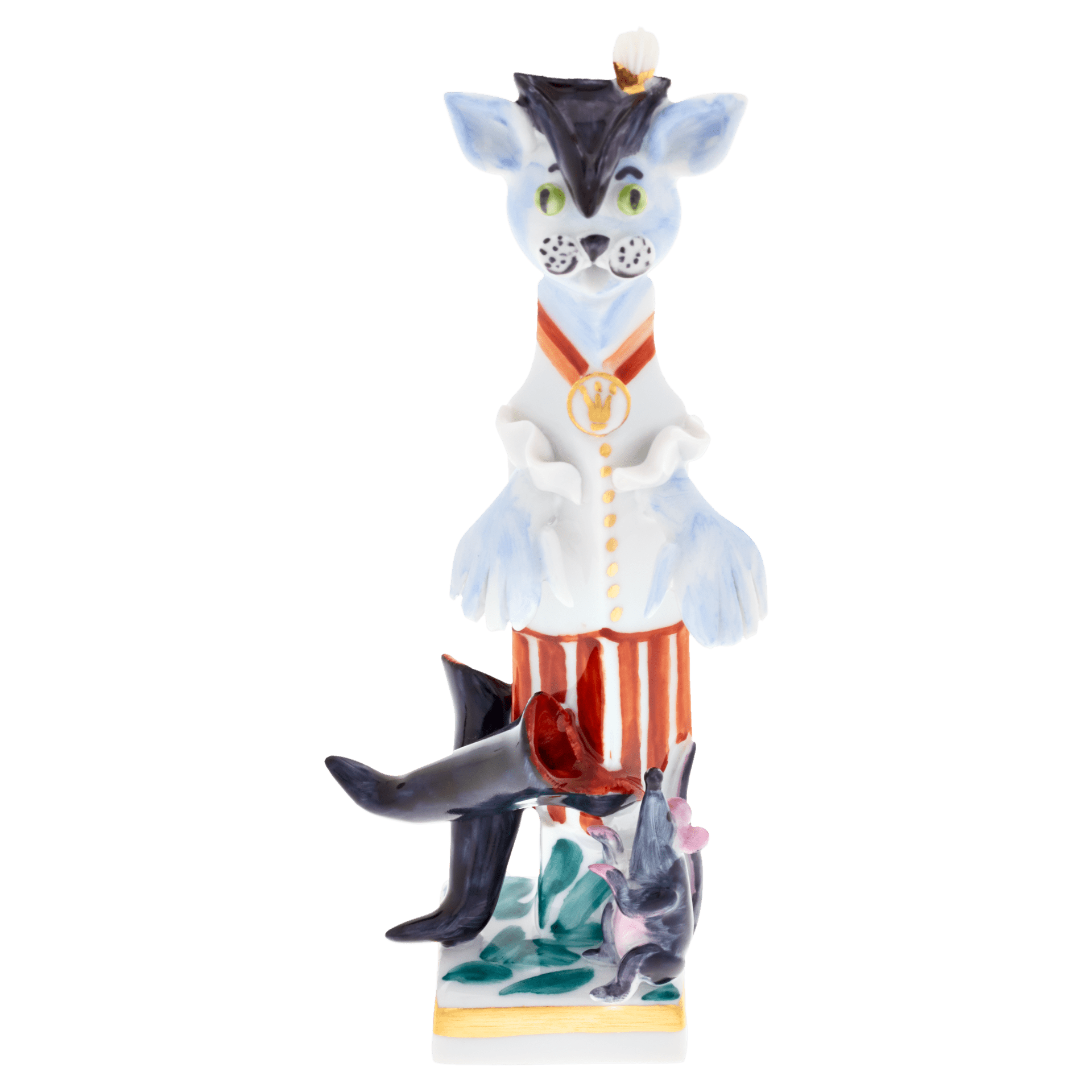Gestiefelter Kater, Bunt und gold staffiert, H 10 cm | Meissen Miniaturfiguren - Edition 900300 - 81992 - Meissen Weimar