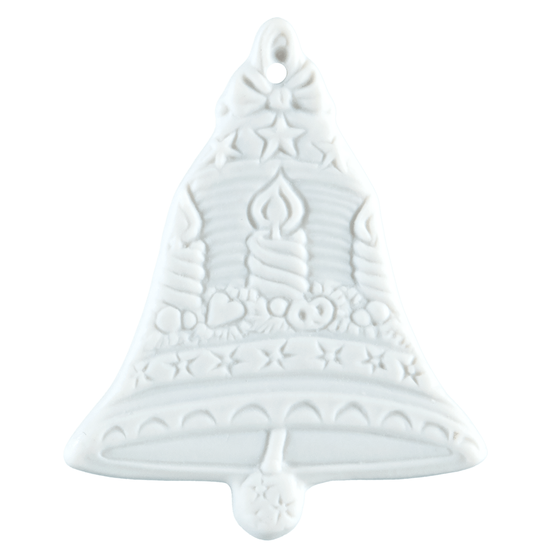 Glocke mit Kerzen, Medaillen, weiß, H 5 cm | Meissen Zweigschmuck Weihnachtskollektion 000003-98F12 - Meissen Weimar