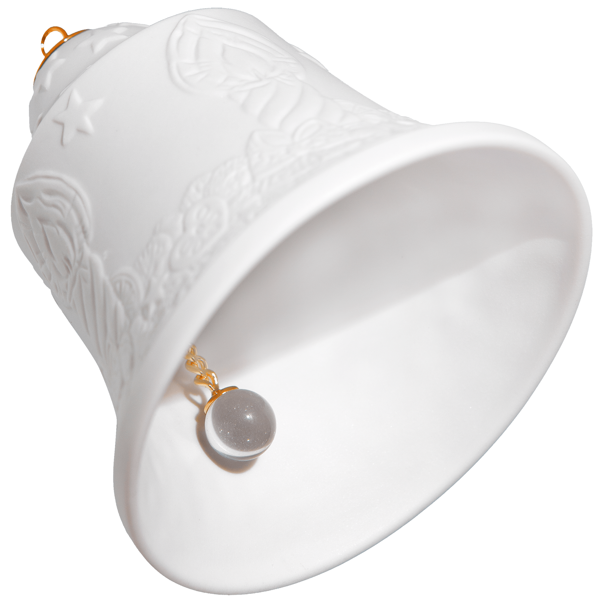 Glocke mit Relief, Adventskranz, Weiß, Biskuit, H 8 cm | Meissen Zweigschmuck Glocken Kollektion 001001 - 55M72 - Meissen Weimar
