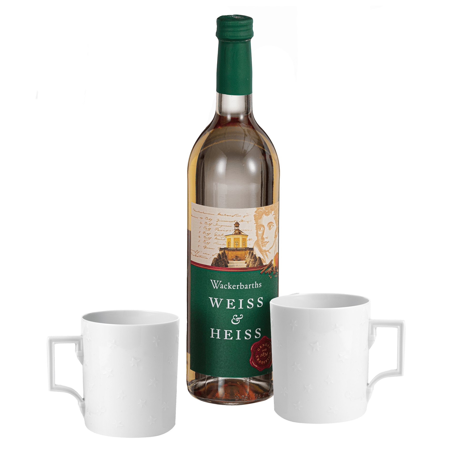 Glühweintassen - Set, 3 - tlg., Wackerbarths Weiß & Heiß, 2 Henkelbecher Sternenrelief, Form: Berlin | Meissen - Set Kollektion Genußwelten 000001 - 55M80 - Meissen Weimar