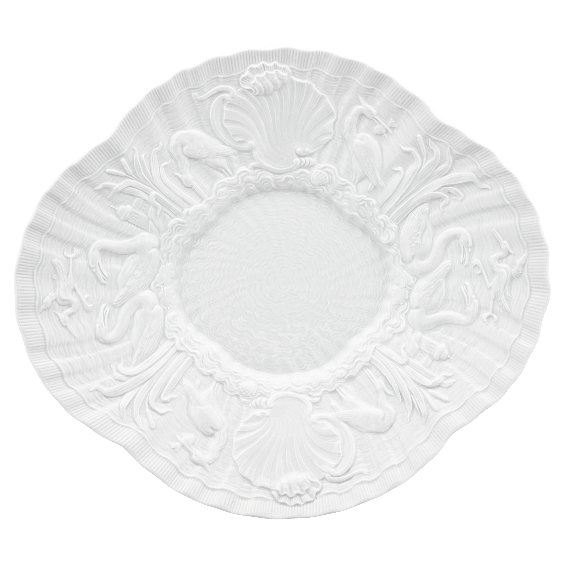 Gourmetteller, flach, Weiß, L 30 cm | Meissen Schwanendessin 000001 - 05480 - Meissen Weimar
