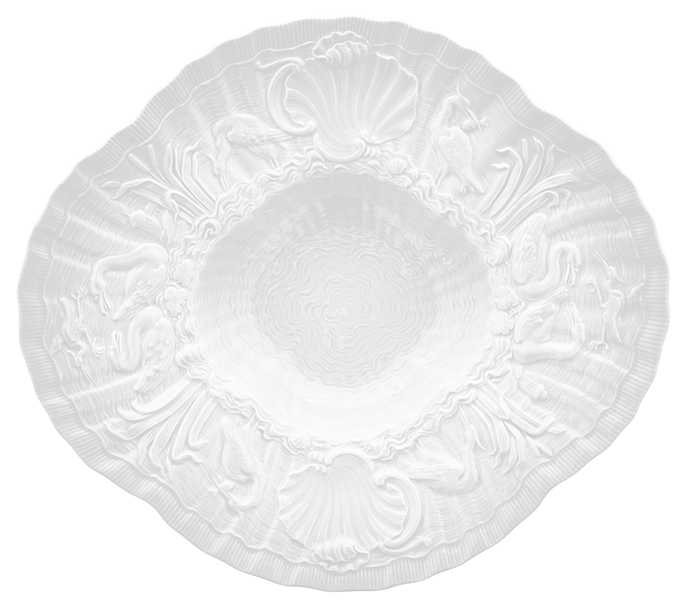 Gourmetteller, tief, weiß, L 29,5 cm | Meissen Schwanendessin 000001 - 05490 - Meissen Weimar