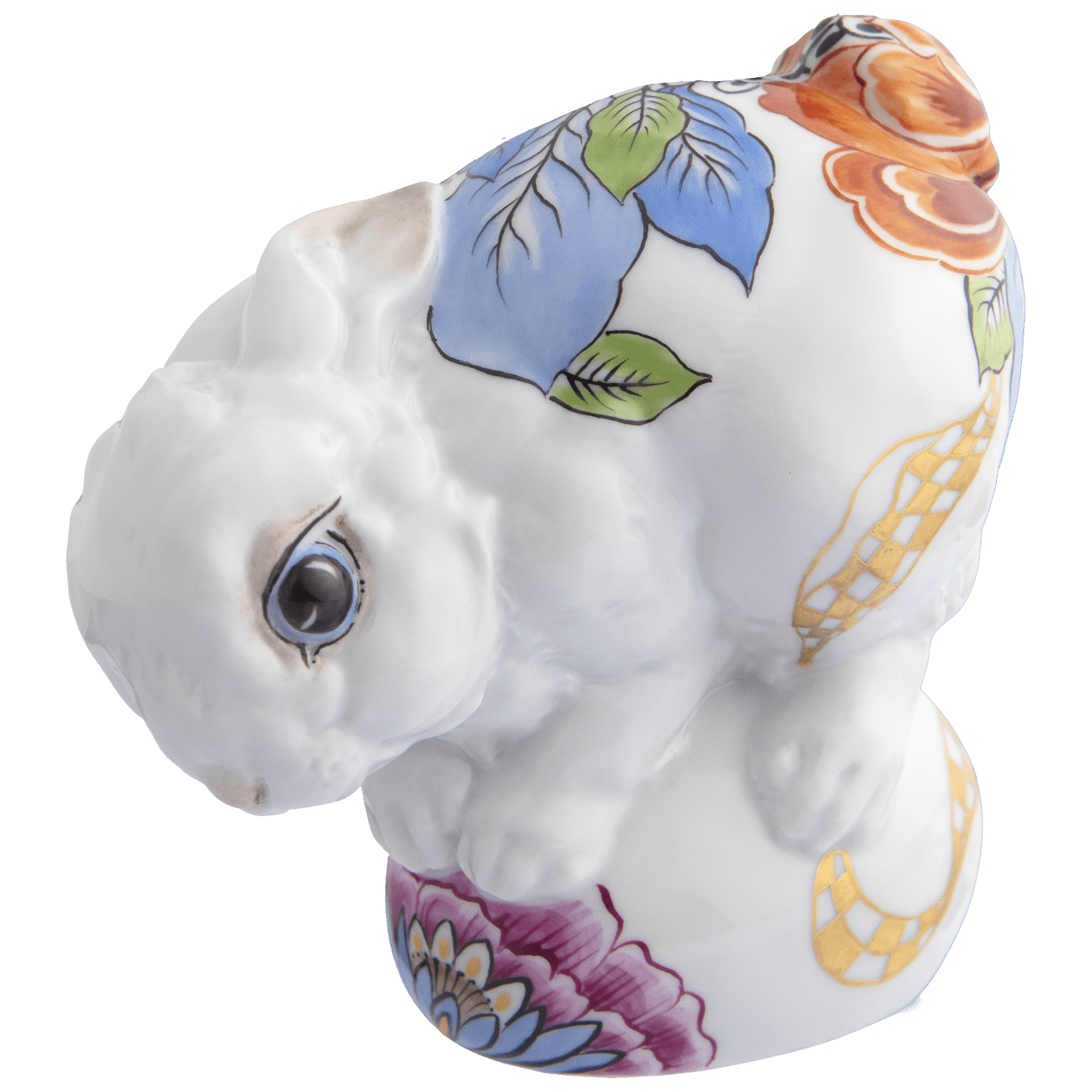 Hase Benno, Indisch Blümchen, H 8,5 cm | Meissen Figuren - Edition Hasen 483190 - 83605 - Meissen Weimar