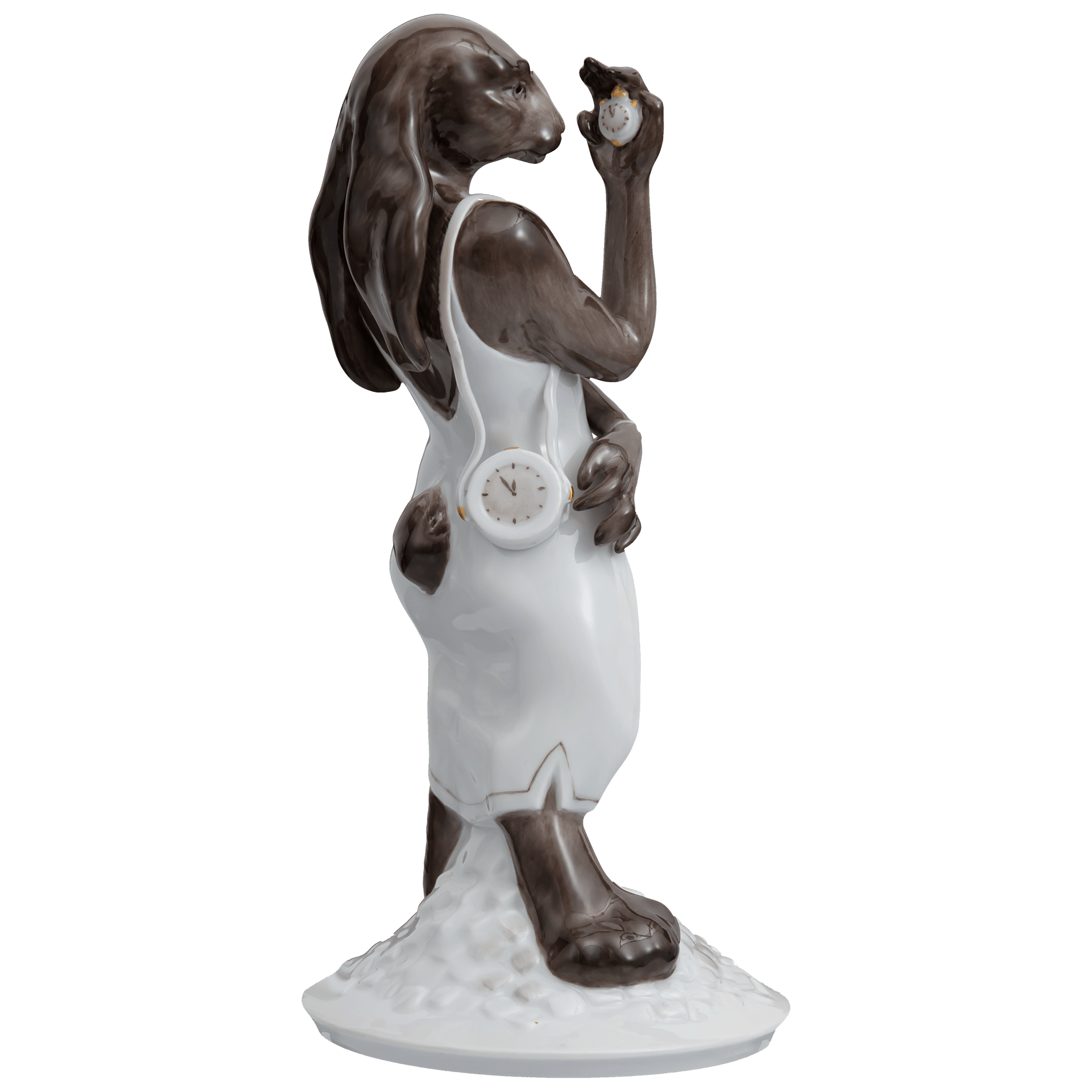 Hase Mrs. Time, Bunt und gold staffiert - , H 17,5 cm | Meissen Figuren - Edition Ladies & Gentlemen 900300 - 78043 - Meissen Weimar