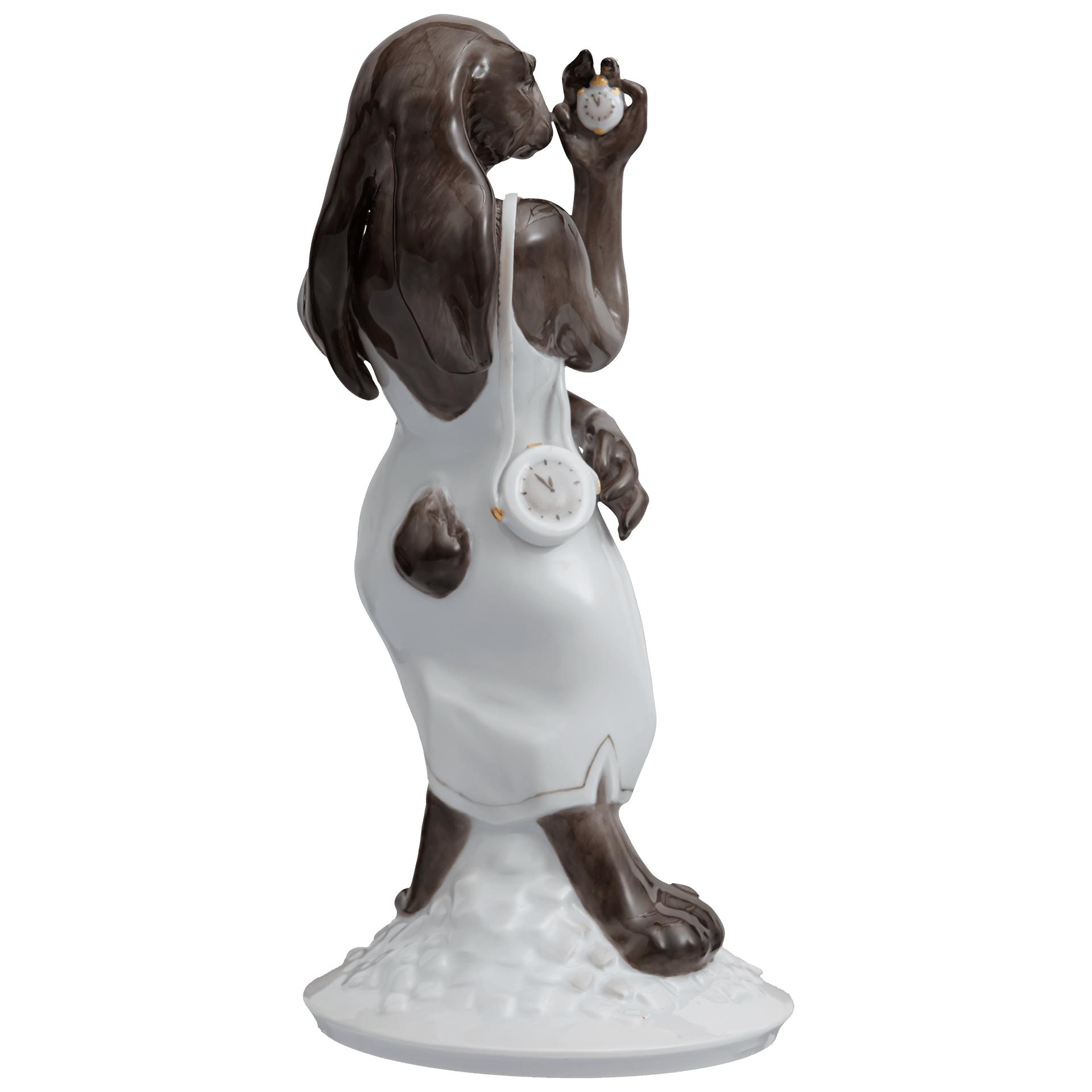 Hase Mrs. Time, Bunt und gold staffiert - , H 17,5 cm | Meissen Figuren - Edition Ladies & Gentlemen 900300 - 78043 - Meissen Weimar