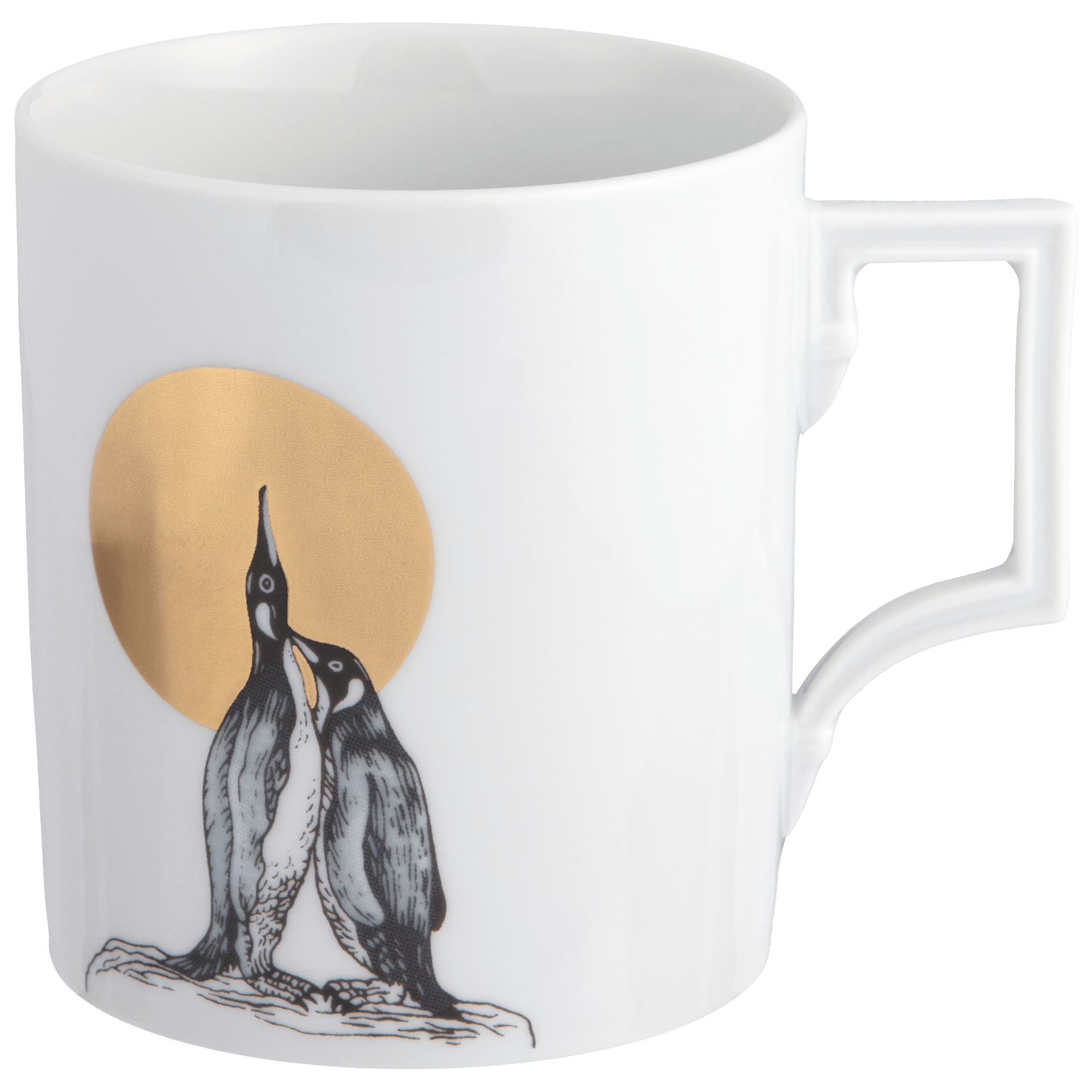 Henkelbecher, "Cool Love", "Pinguine vor goldener Sonne", 0,25l | The Meissen Mug Collection - Berlin 79A414 - 55810 - Meissen Weimar