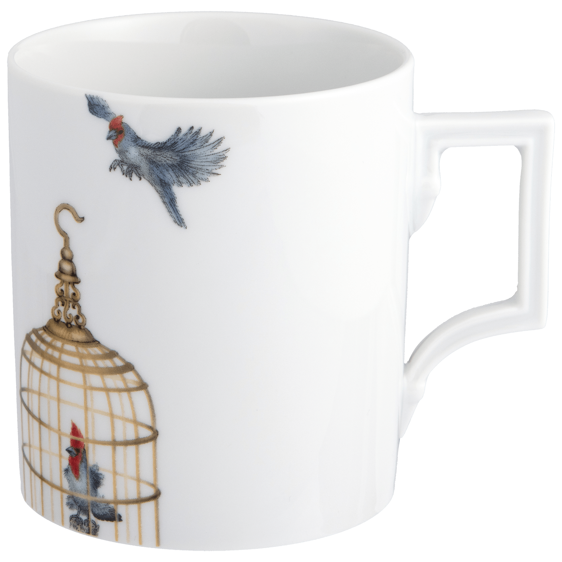 Henkelbecher, "Freedom", Vogelpaar mit goldenem Käfig, 0,25l, | The Meissen Mug Collection - Berlin 79A426 - 55810 - Meissen Weimar