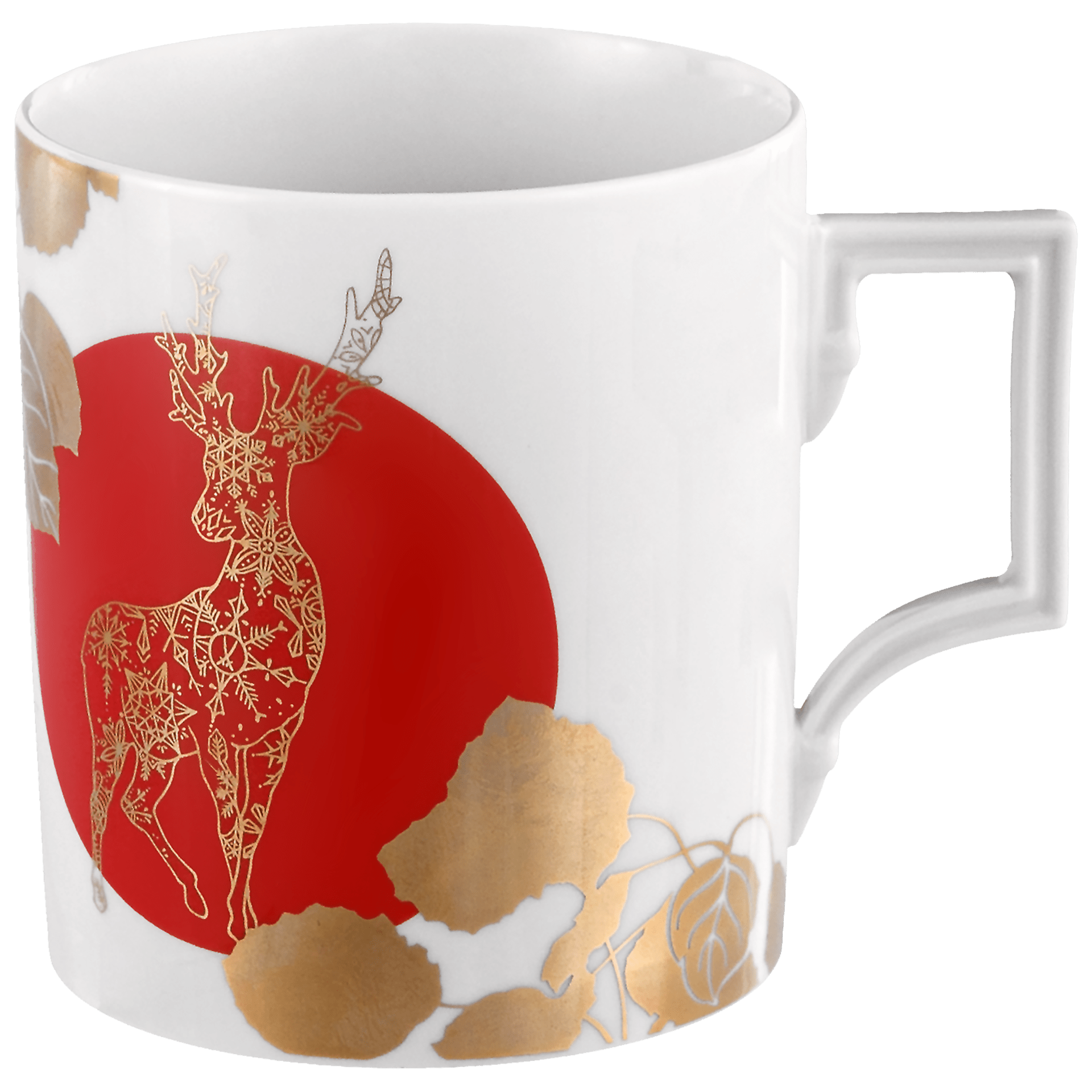 Henkelbecher, Hirsch mit goldenen Blättern, rot, V 0,25 l | The Meissen Mug Collection - Berlin 79A731 - 55810 - Meissen Weimar