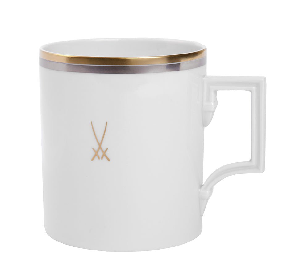 Henkelbecher, Kante platin/gold mit goldenem Schwert, 0,25l, | Meissen Mug Berlin 989590 - 55810 - Meissen Weimar