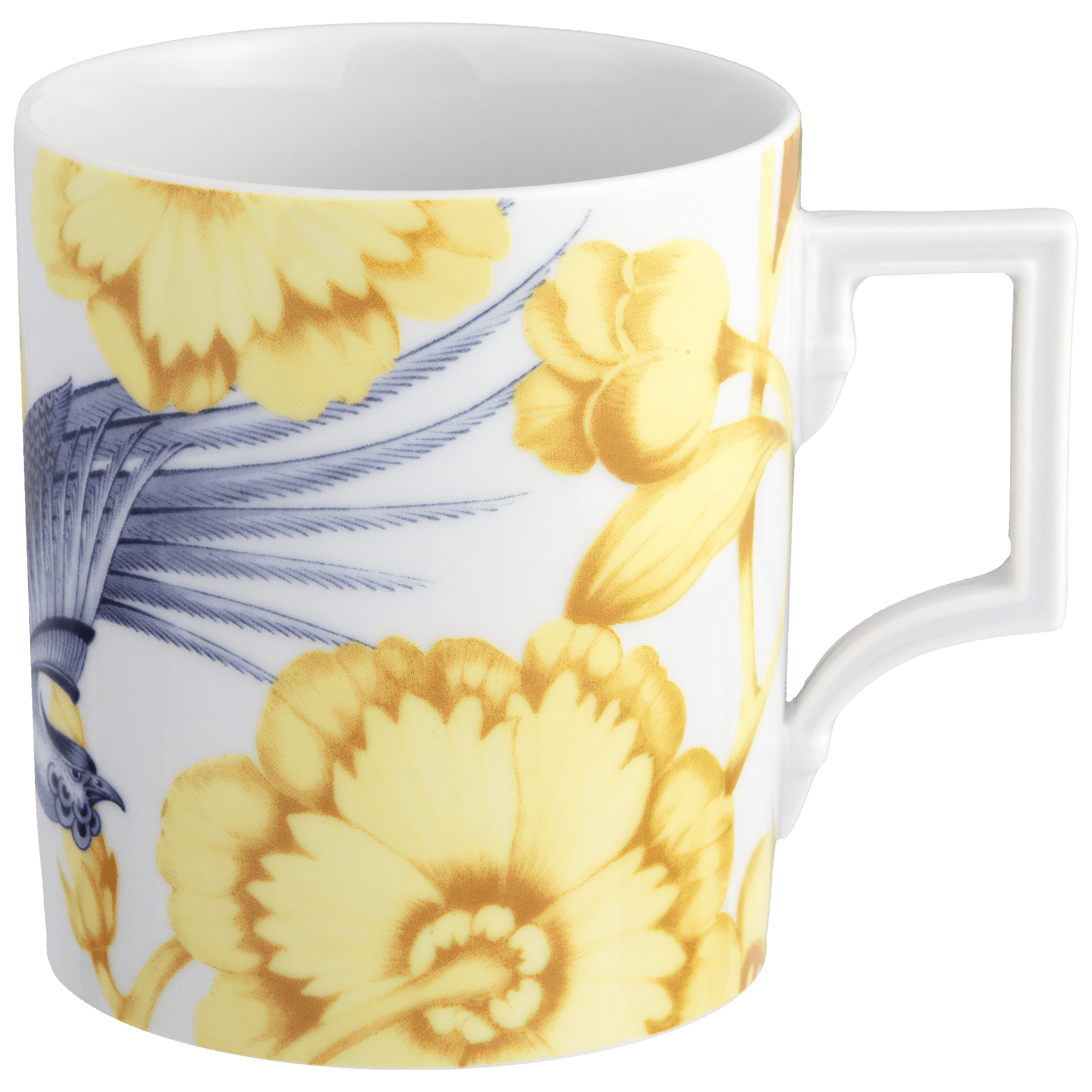 Henkelbecher, "Secret Garden", Kranich mit gelben Blüten, 0,25l | The Meissen Mug Collection - Berlin 79A450 - 55810 - Meissen Weimar