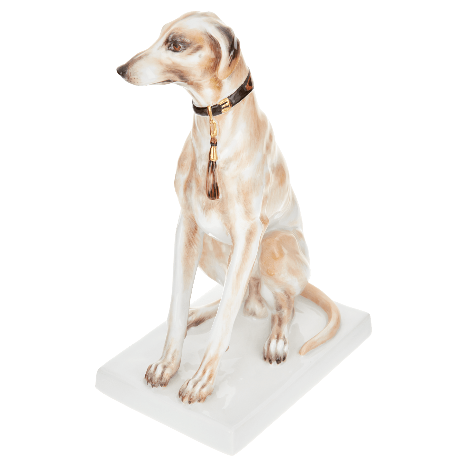Hund Windhund Sloughi, Bunt und gold staffiert - , H 20 cm | Meissen - Tierreich 900300 - 78552 - Meissen Weimar
