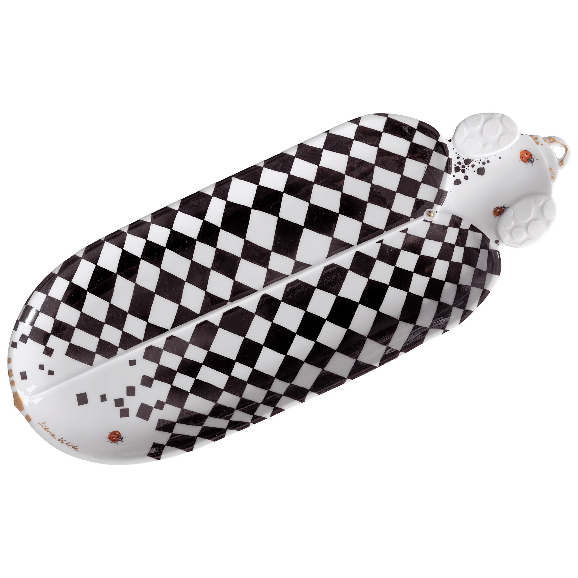 Käferschale Schwarz - Weiß L 41 cm, Unikat | Meissen Unikate 63c061 - u6414 - Meissen Weimar