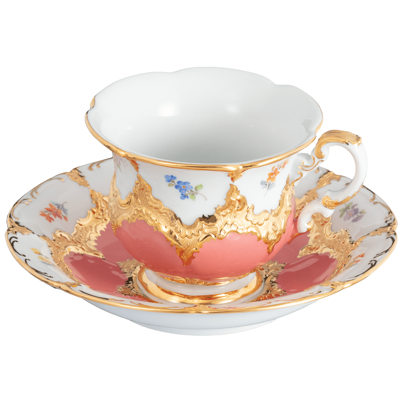 Kaffeetasse, Gestreute Blümchen, apricot glasiert, Goldbronze, V 0,16 l | Meissen B - Form 01a279 - 15582 - Meissen Weimar