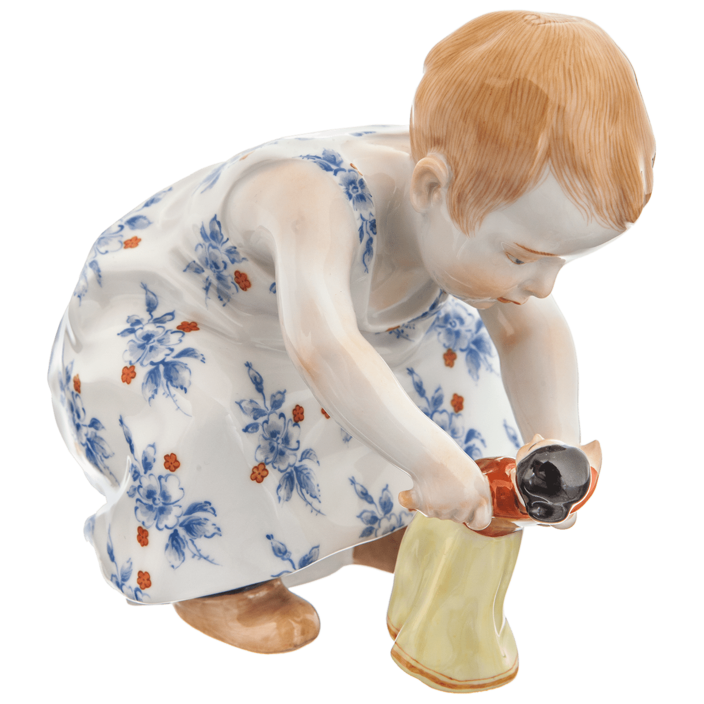 Kind mit Puppe, Bunt staffiert, H 11 cm | Meissen Figuren - Edition Hentschelkinder 900100 - 73363 - Meissen Weimar