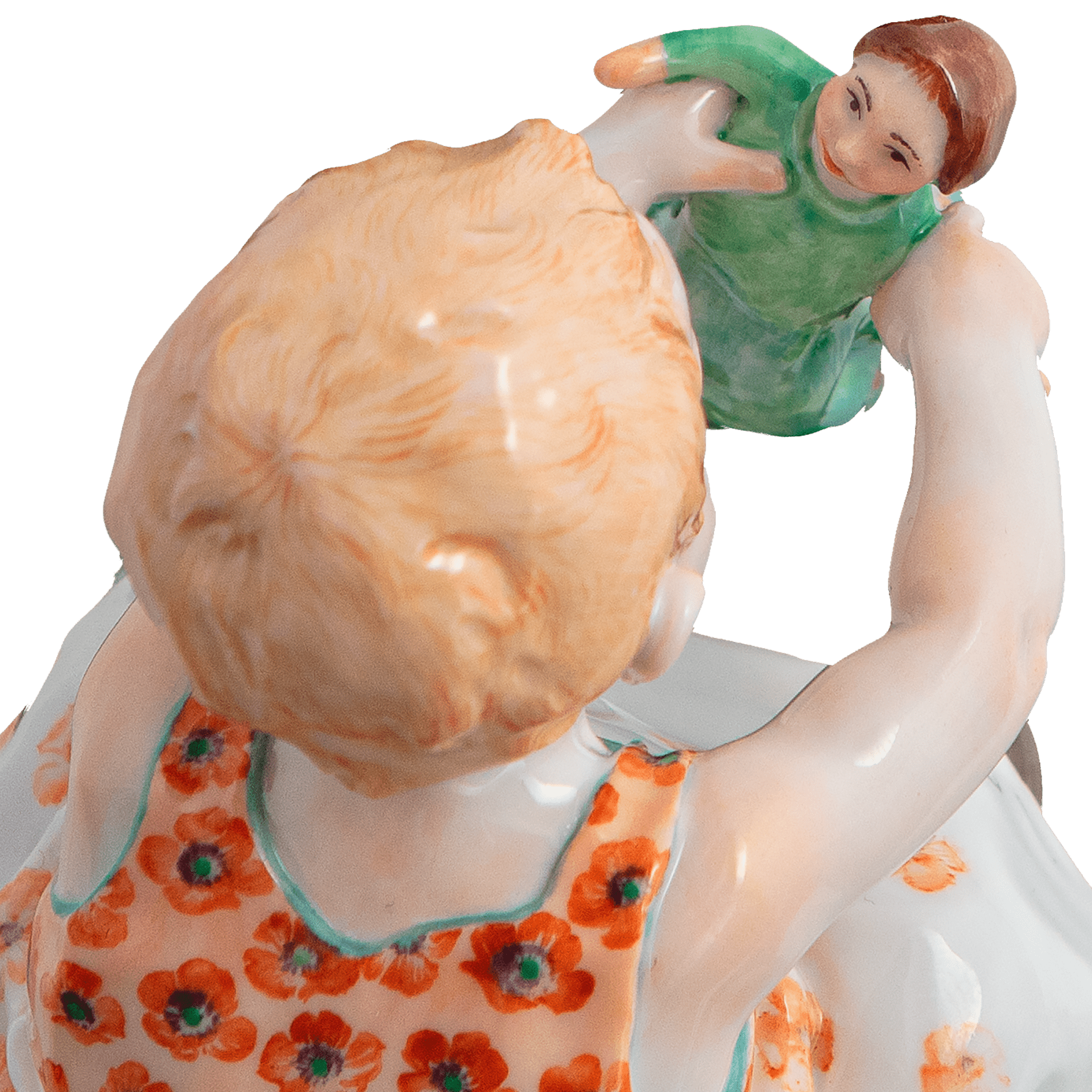 Kind mit Puppe, Bunt staffiert, Mohnblumen, H 8 cm | Meissen Miniatur - Hentschelkinder 90A423 - 73753 - Meissen Weimar