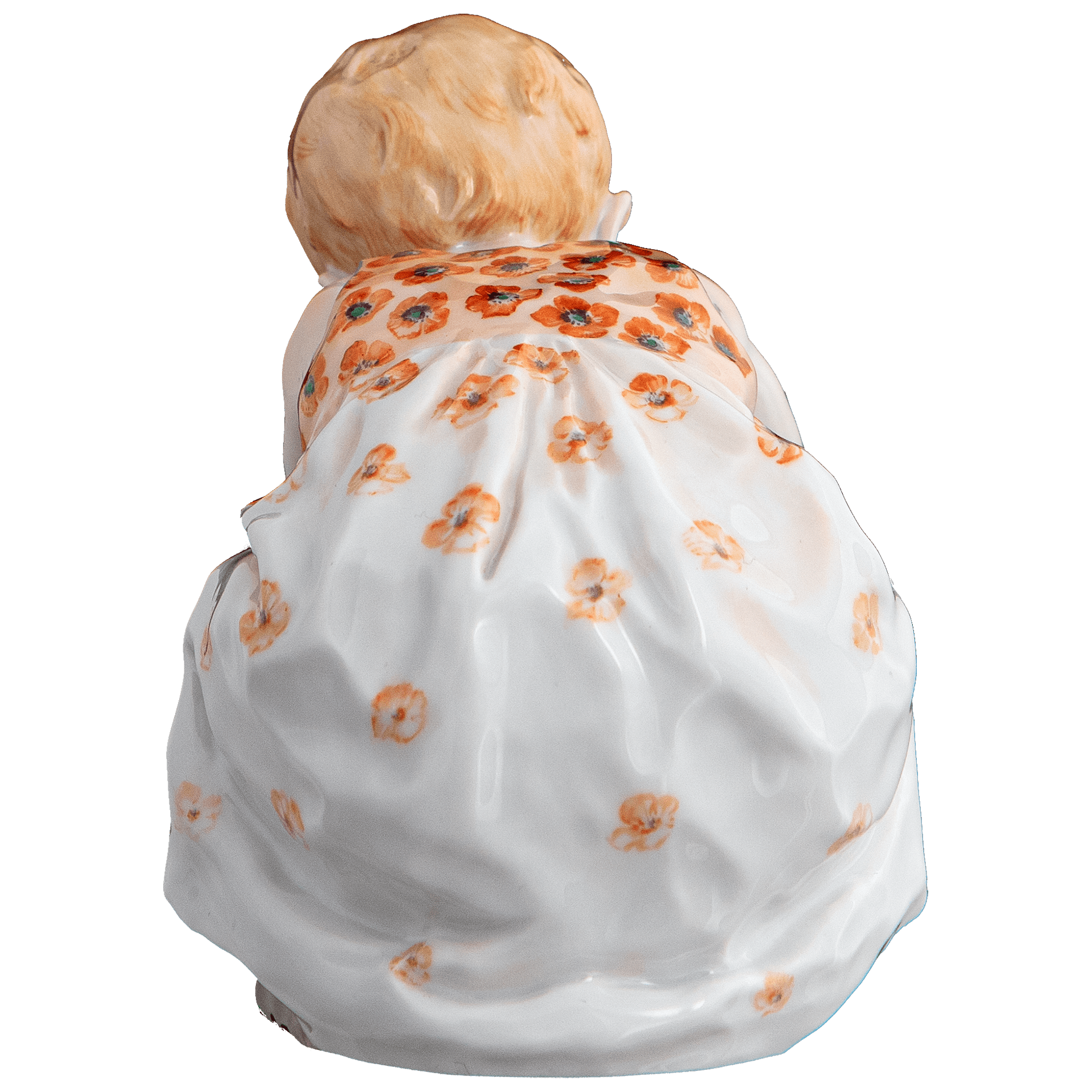 Kind mit Puppe, Bunt staffiert, Mohnblumen, H 8 cm | Meissen Miniatur - Hentschelkinder 90A423 - 73753 - Meissen Weimar