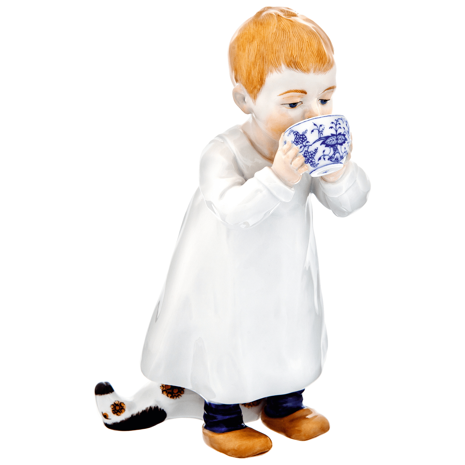 Kind mit Tasse, Bunt staffiert, H 17 cm | Meissen Figuren - Edition Hentschelkinder 900100 - 73364 - Meissen Weimar