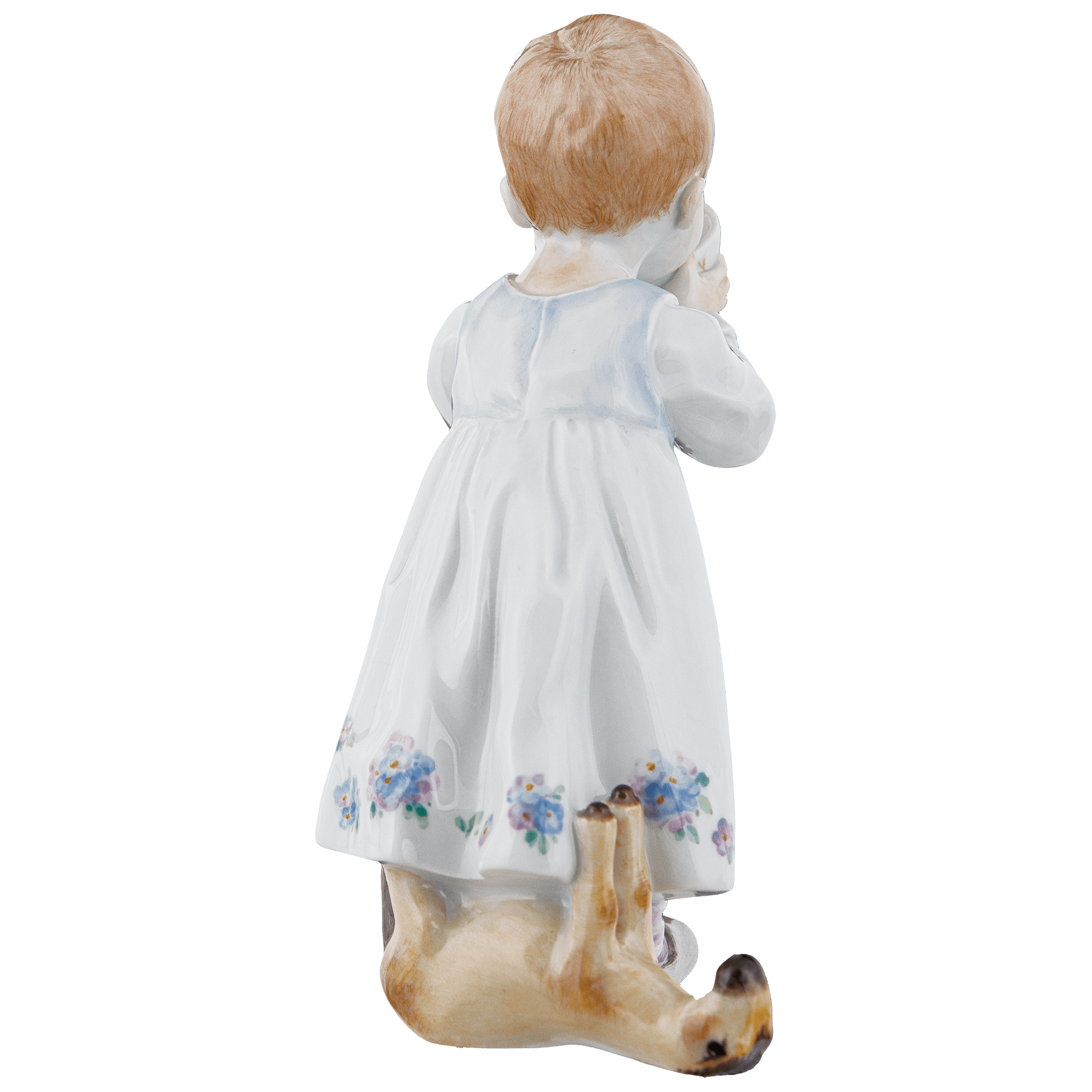 Kind mit Tasse, Kleid mit Vergißmeinnicht, Schwertertasse, H 12,5 cm | Meissen Miniatur - Hentschelkinder 90A402 - 73751 - Meissen Weimar