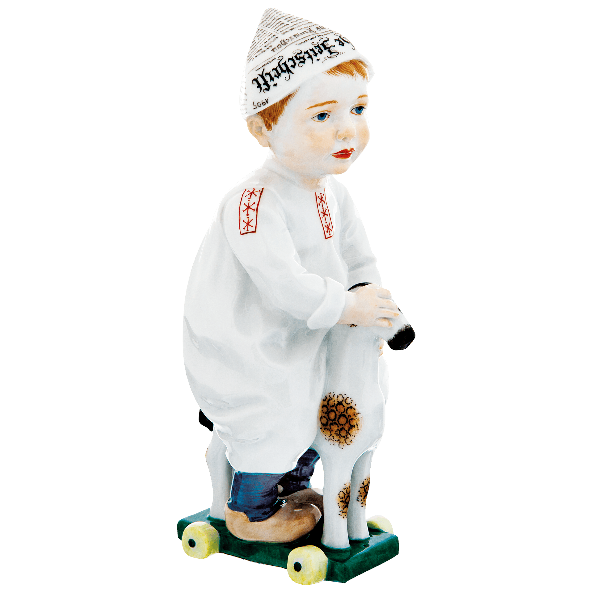 Kind mit Zeitungsmütze, Bunt staffiert, H 17 cm | Meissen Figuren - Edition Hentschelkinder 900100 - 73366 - Meissen Weimar