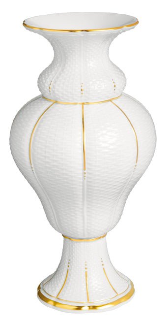 Korbvase, Goldstaffage, leicht, H 38 cm | Meissen Vasen 99C090 - 50M58 - Meissen Weimar