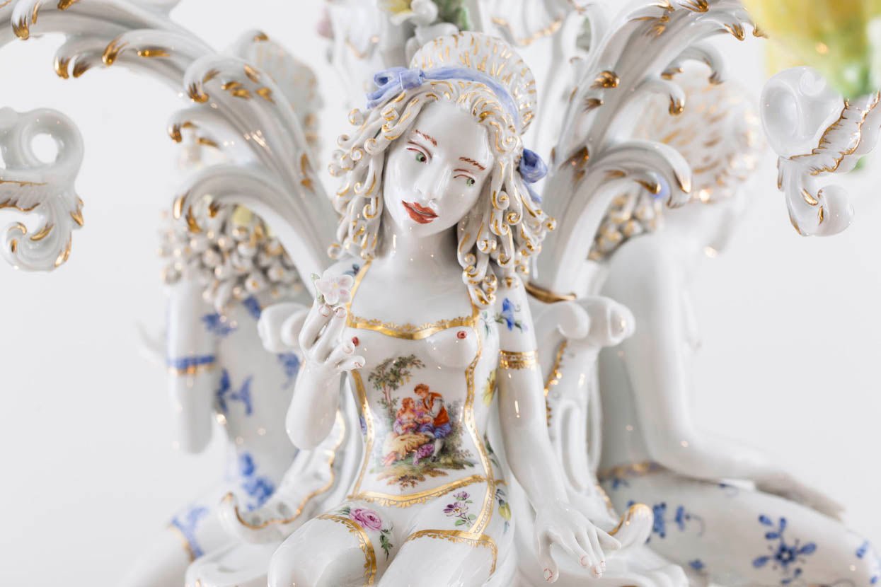 Kronleuchter Zitrone, Porzellan, H 105 cm | Meissen Figuren - Edition Künstlerkapelle 65c028 - 79m91 - Meissen Weimar