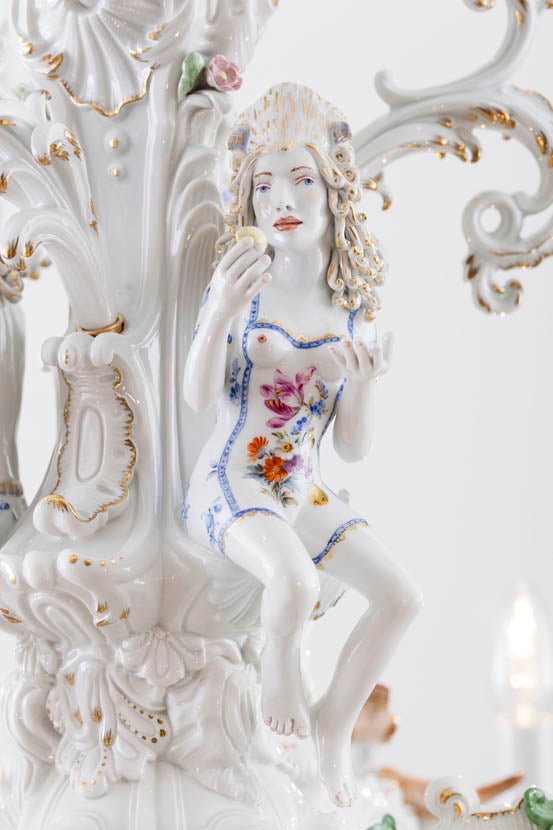 Kronleuchter Zitrone, Porzellan, H 105 cm | Meissen Figuren - Edition Künstlerkapelle 65c028 - 79m91 - Meissen Weimar