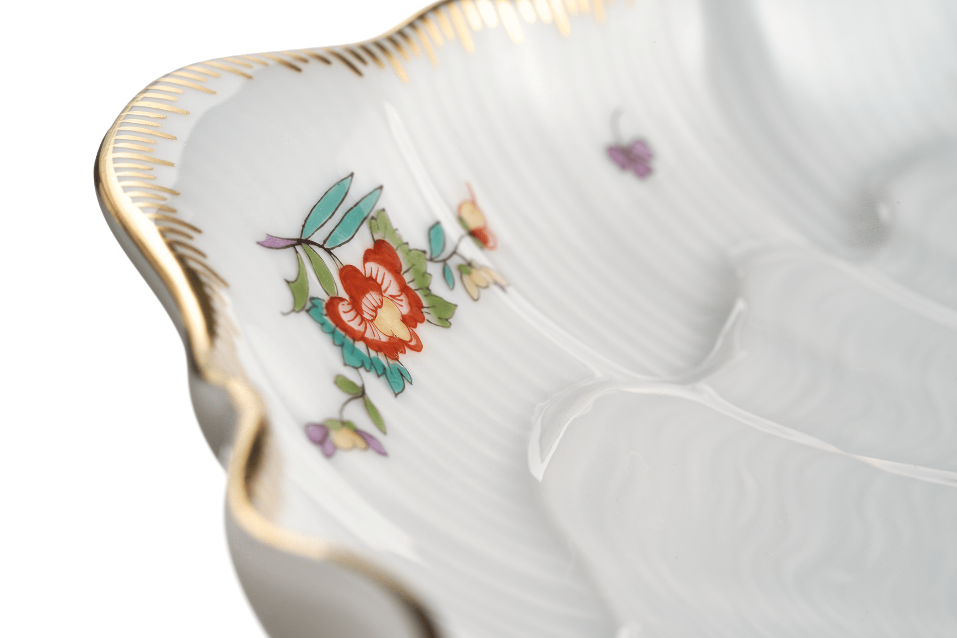 Kuchenschale, Indische Blumenzweige, gestreute Blümchen, Goldkante, Goldrand, ø 29 cm | Meissen Schwanendessin 397152 - 05506 - Meissen Weimar