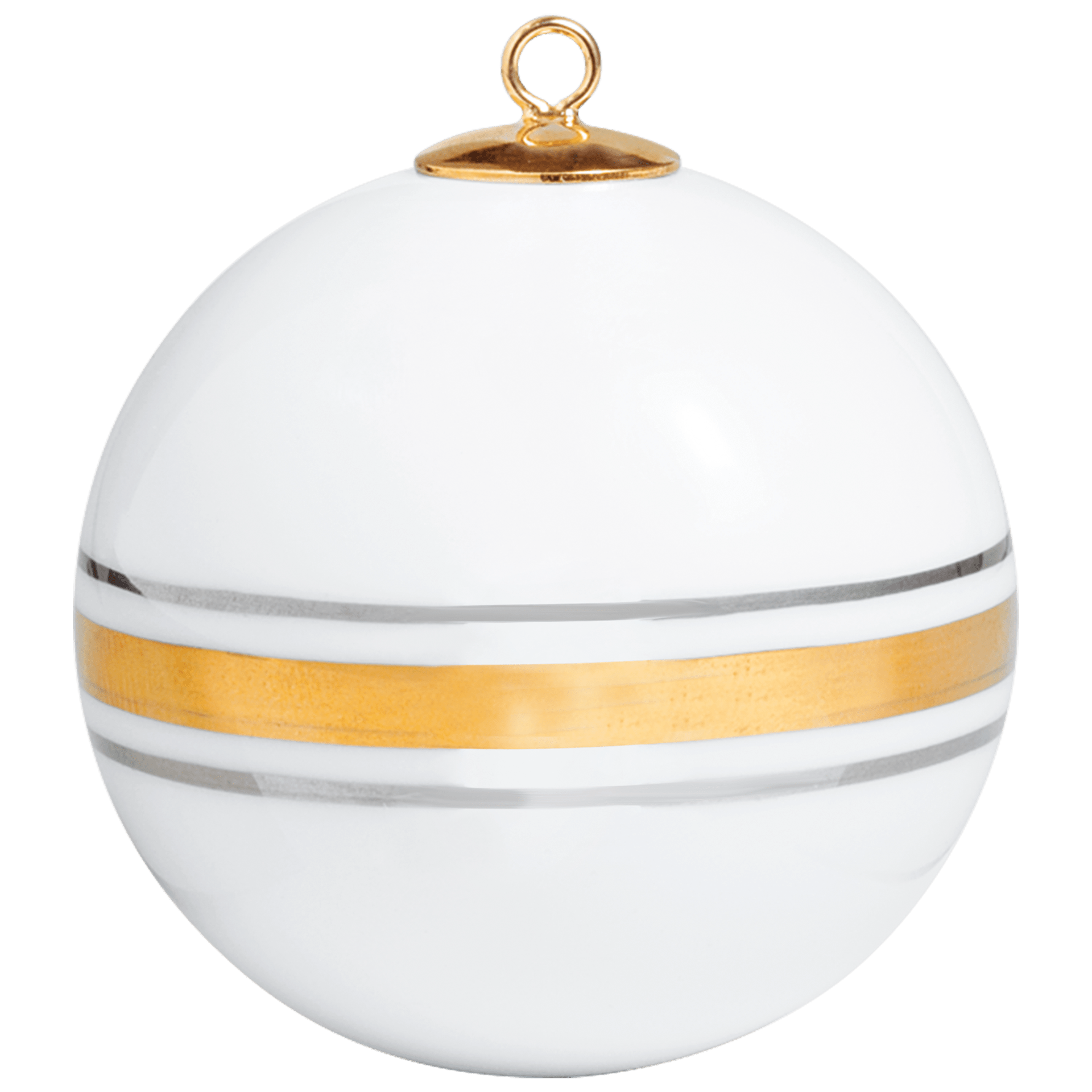 Kugel, Bänder in Platin und Gold, Markenzeichen Meissen, gold, Ø 5 cm | Meissen Zweigschmuck Kugel Kollektion 989590 - 55M09 - Meissen Weimar