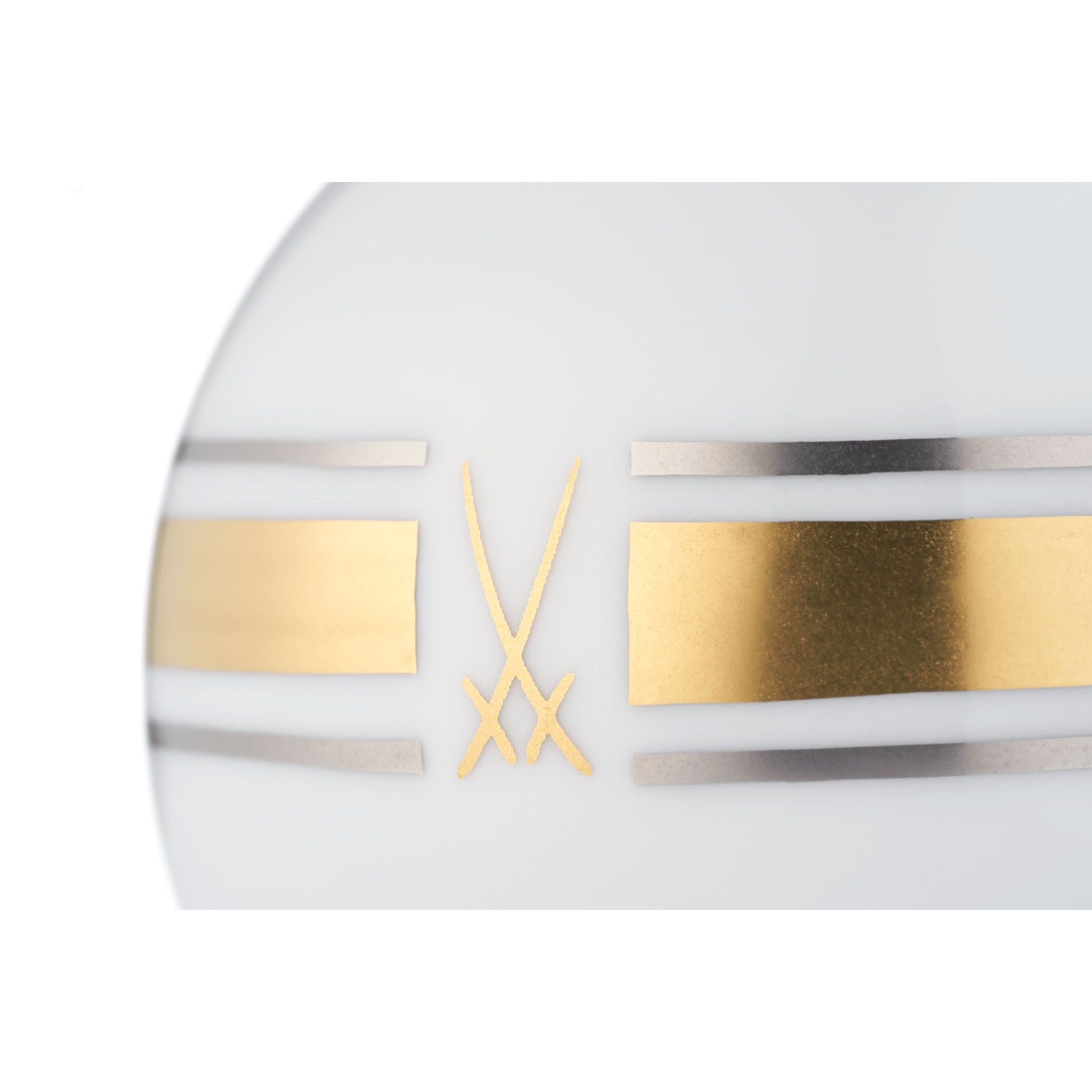 Kugel, Bänder in Platin und Gold, Markenzeichen Meissen, gold, Ø 5 cm | Meissen Zweigschmuck Kugel Kollektion 989590 - 55M09 - Meissen Weimar