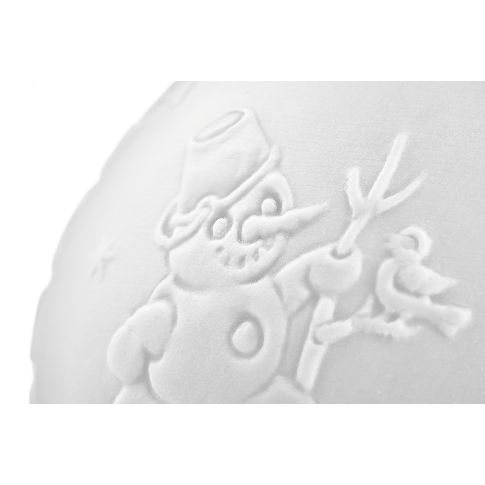 Kugel mit Relief, Schneemann, Weiß, bisquit, Ø 7 cm | Meissen Zweigschmuck Kugel Kollektion 001001 - 55M36 - Meissen Weimar