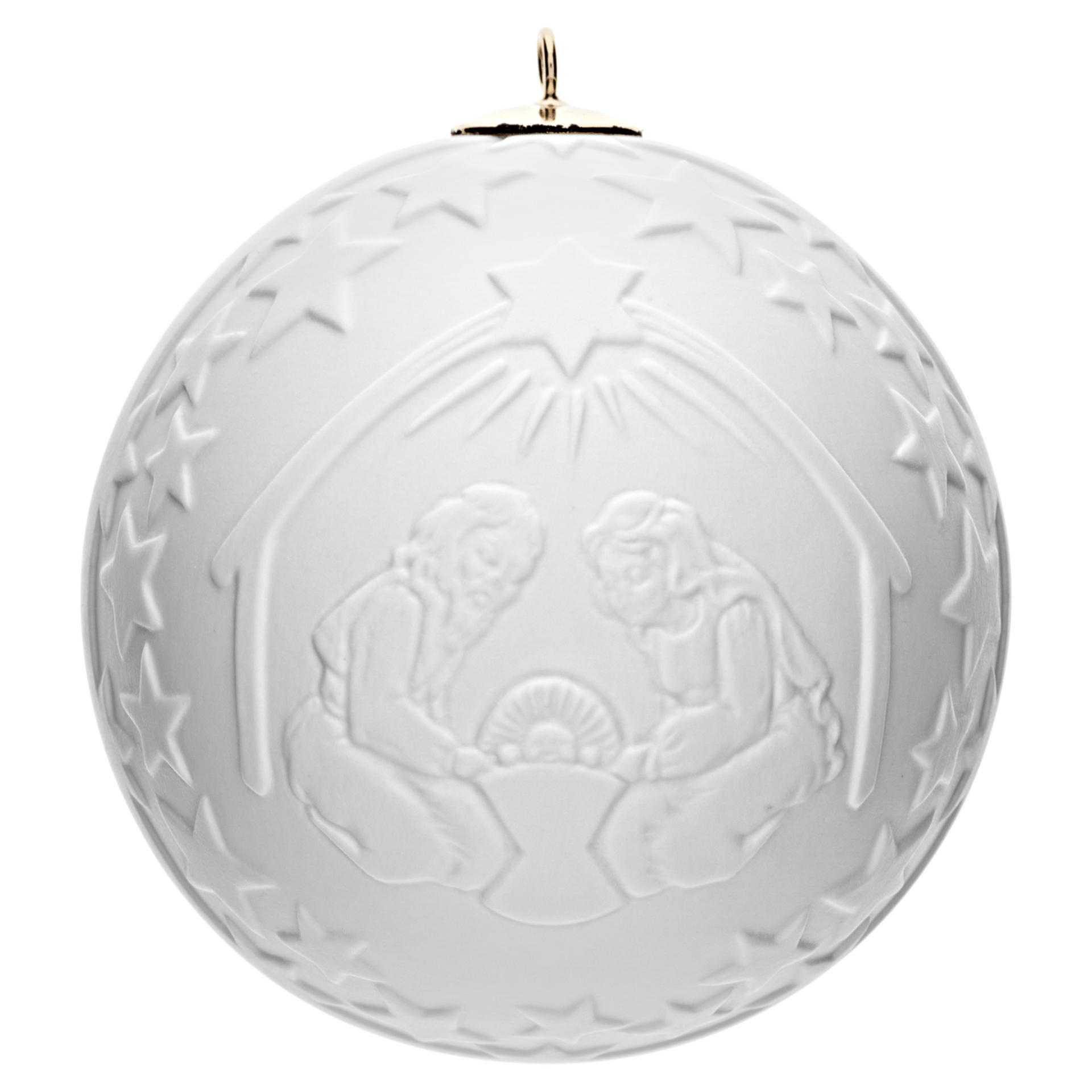 Kugel mit Relief, Weihnachtskrippe, Weiß, bisquit, Ø 7 cm | Meissen Zweigschmuck Kugel Kollektion 001001 - 55M31 - Meissen Weimar