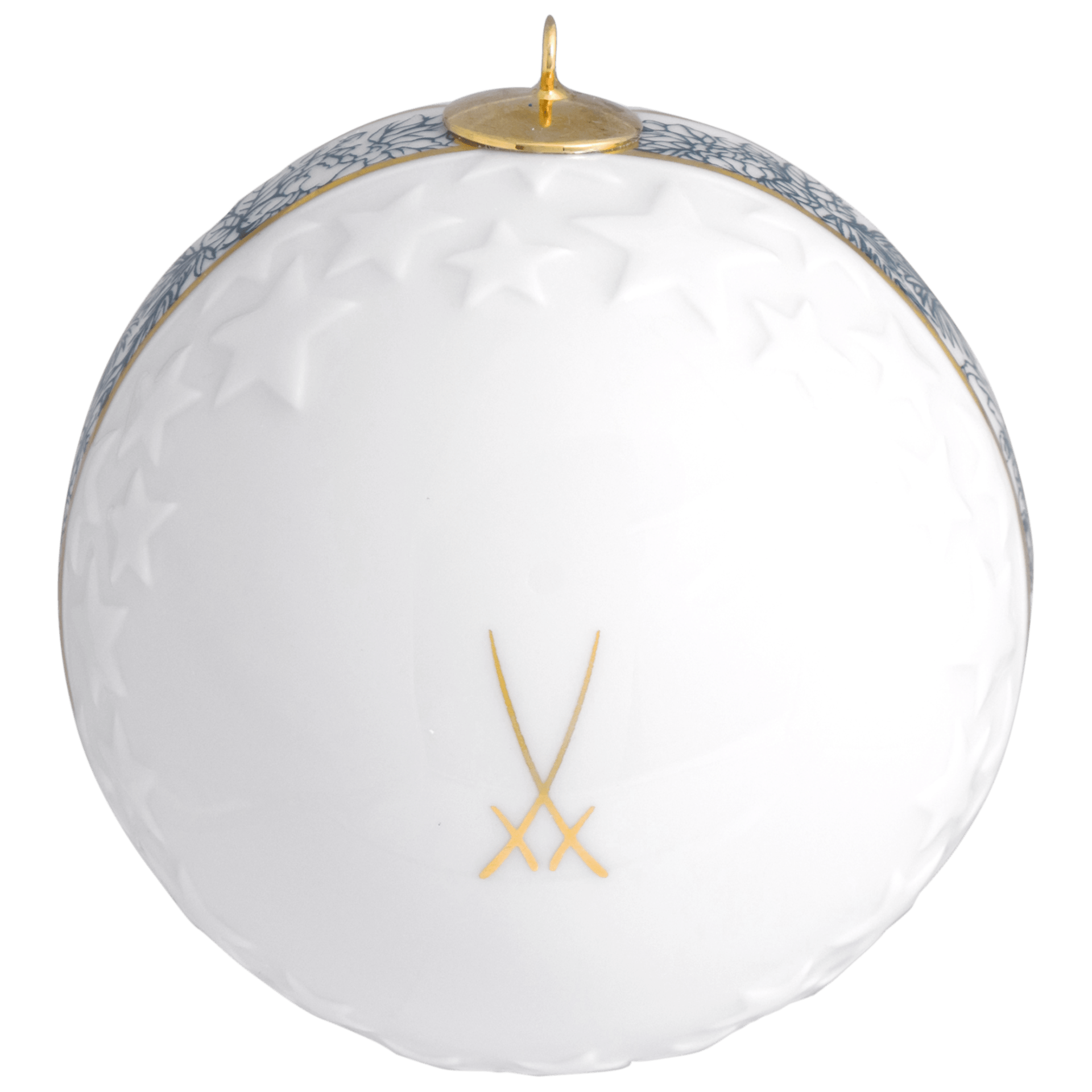 Kugel Reliefsterne, "Meissen Christmas Star", blau, Ø 7 cm | Meissen Zweigschmuck Kugel Kollektion 79A940 - 55M39 - Meissen Weimar