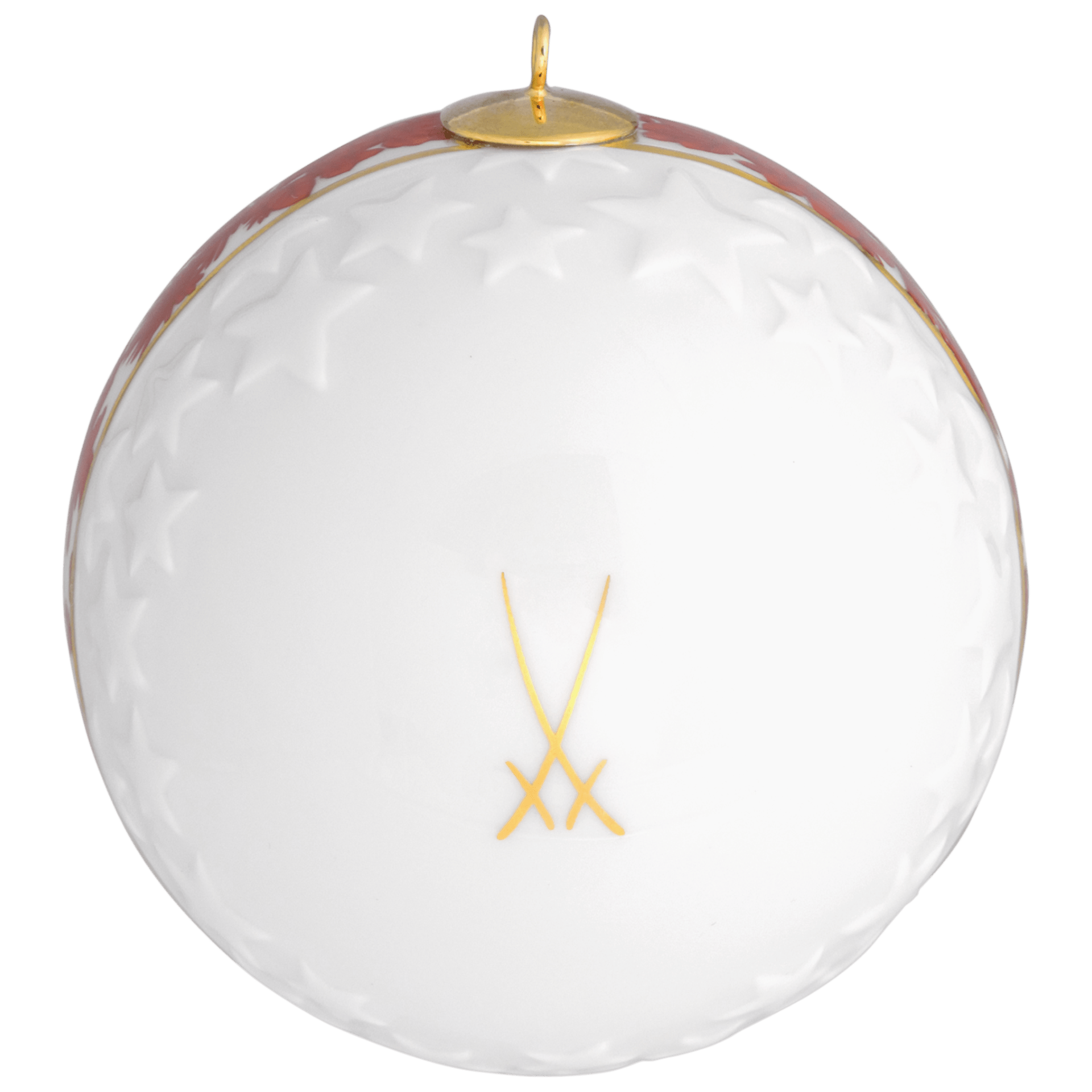 Kugel Reliefsterne, "Meissen Christmas Star", rot, Ø 7 cm | Meissen Zweigschmuck Kugel Kollektion 79A941 - 55M39 - Meissen Weimar