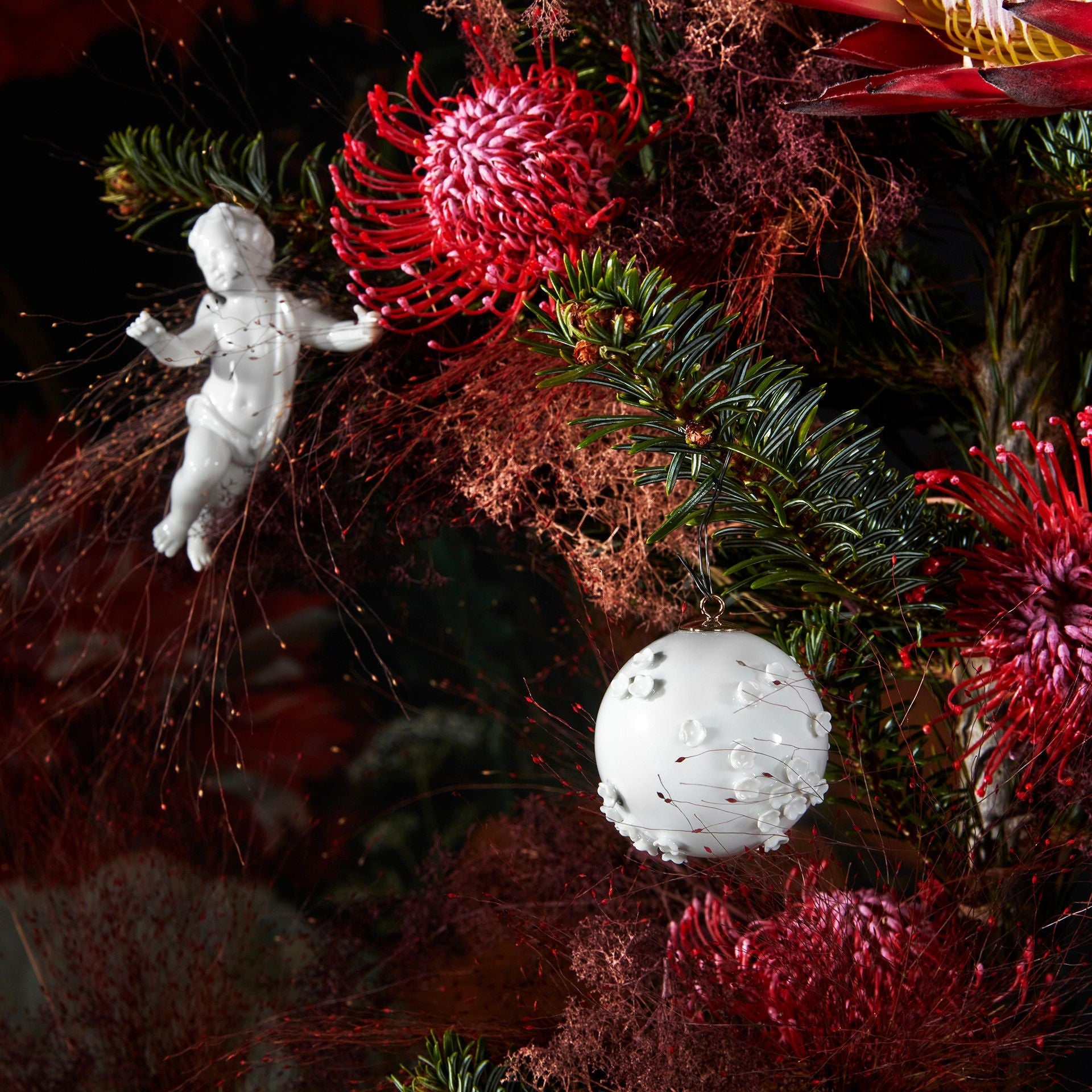 Kugel, Schneeballblüten, Weiß, Ø 5 cm | Meissen Zweigschmuck Kugel Kollektion 000001 - 55M21 - Meissen Weimar