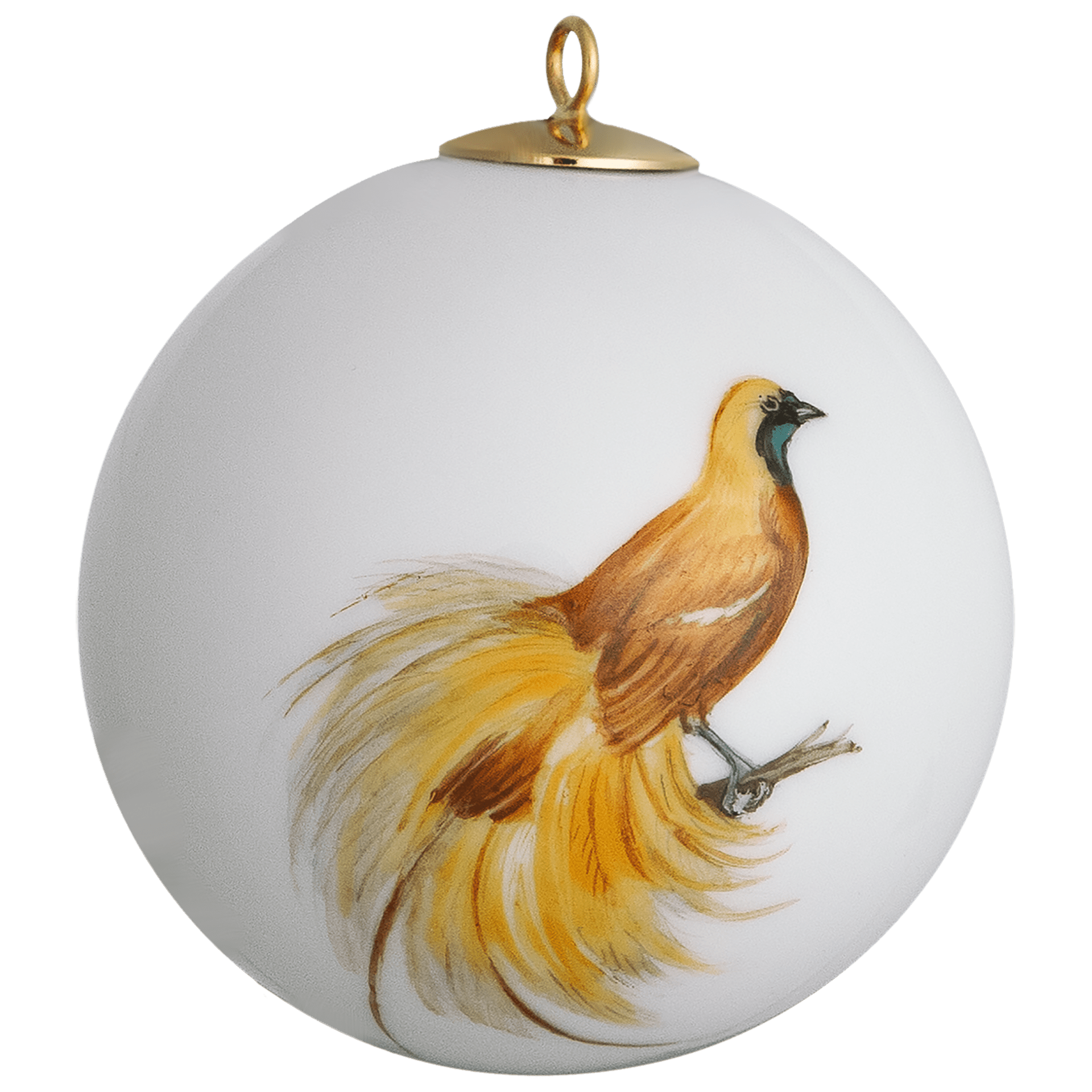 Kugel, Vogelmalerei, exotisch, bunt, Motiv: Paradiesvogel, Ø 5 cm | Meissen Zweigschmuck Kugel Kollektion 26A109 - 55M09 - Meissen Weimar