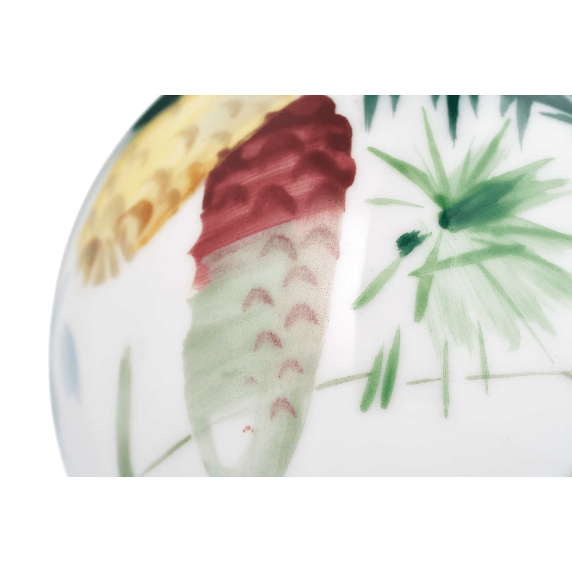 Kugel, Waldflora mit Insekten, Fichtenzapfen, weißer Rand, Ø 5 cm | Meissen Zweigschmuck Kugel Kollektion 61C021 - 55M09 - Meissen Weimar