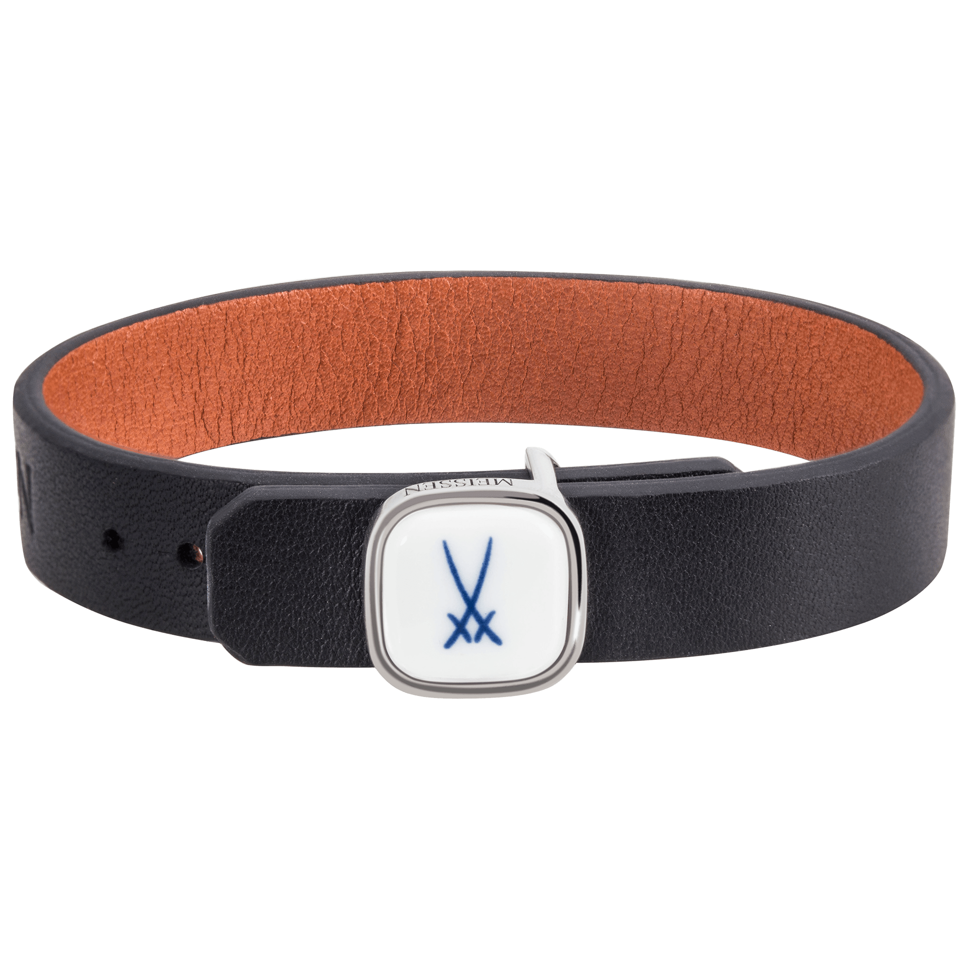 Lederarmband Kobaltblau mit Markenzeichen Schwerter, 1,4 x 1,4 cm | Meissen Kollektion Markenzeichen mpj60sw926c2 - Meissen Weimar