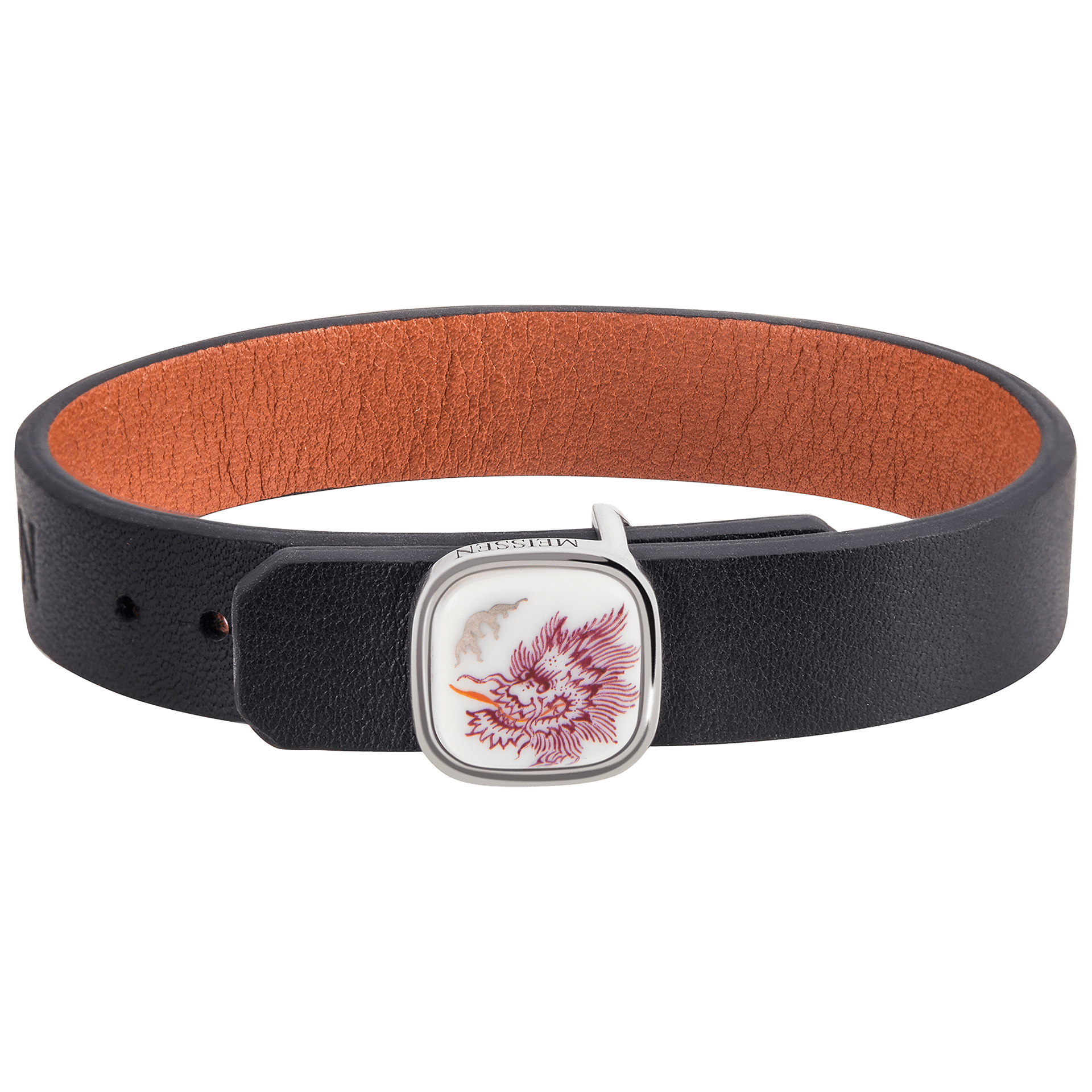 Lederarmband Ming - Drache Purpur, Schließe 925 Sterlingsilber | Meissen Herrenschmuck mpj60dr928c2 - Meissen Weimar
