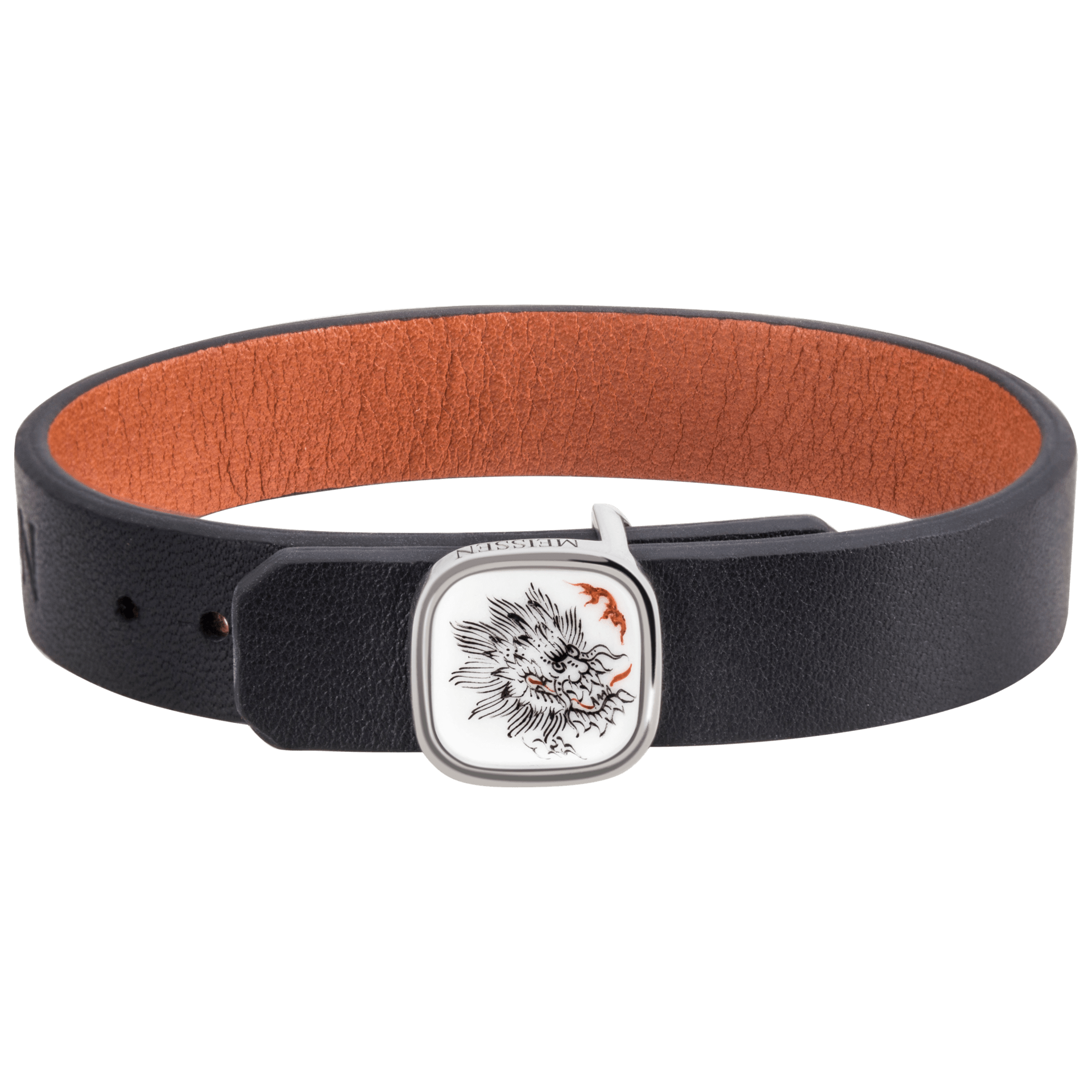 Lederarmband Ming - Drache Schwarz, Schließe 925 Sterlingsilber | Meissen Schmuck Individuell mpj60dr927c2 - Meissen Weimar